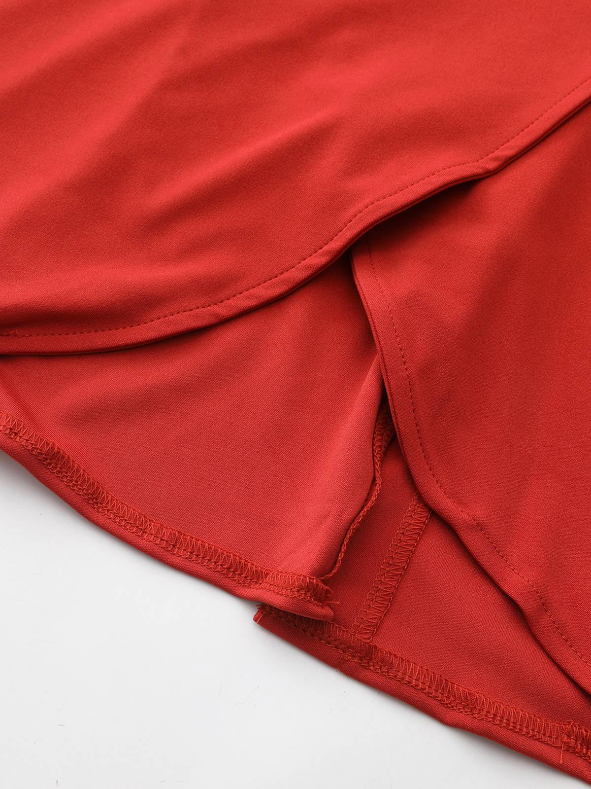 Red 1940s Diagonal Button Stand Collar Coat - Image 16