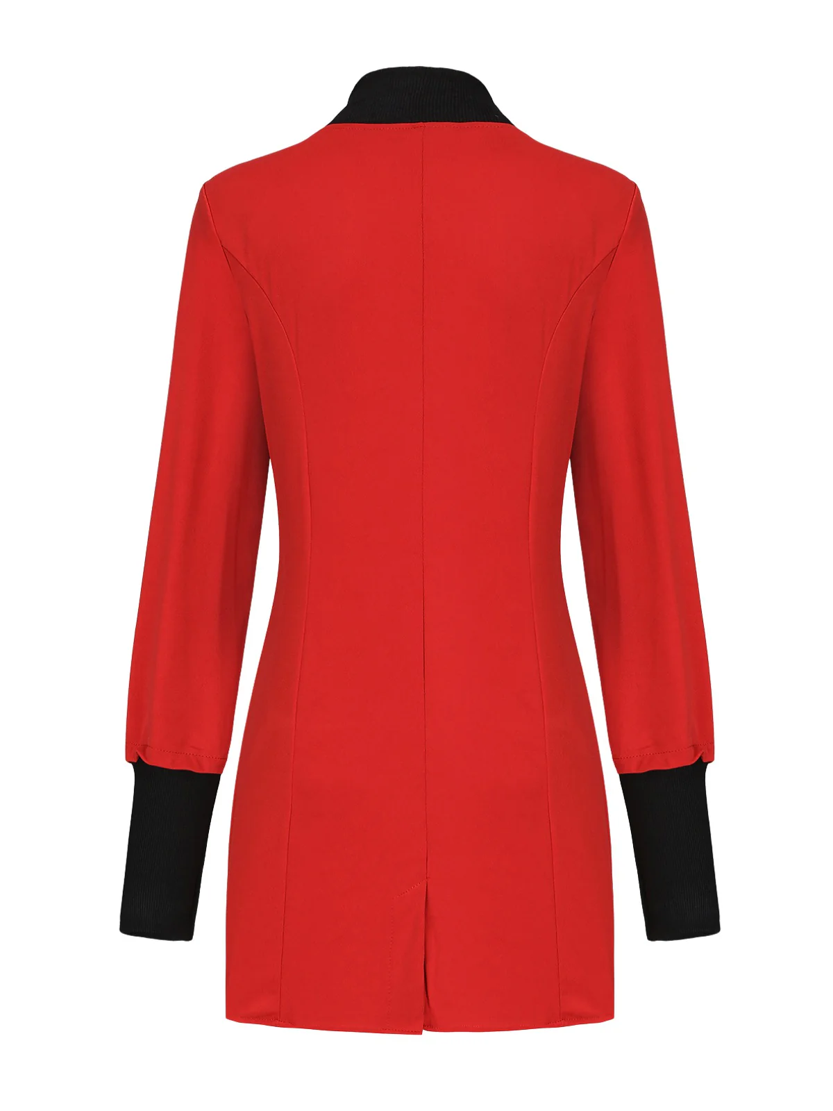 Red 1940s Diagonal Button Stand Collar Coat - Image 3