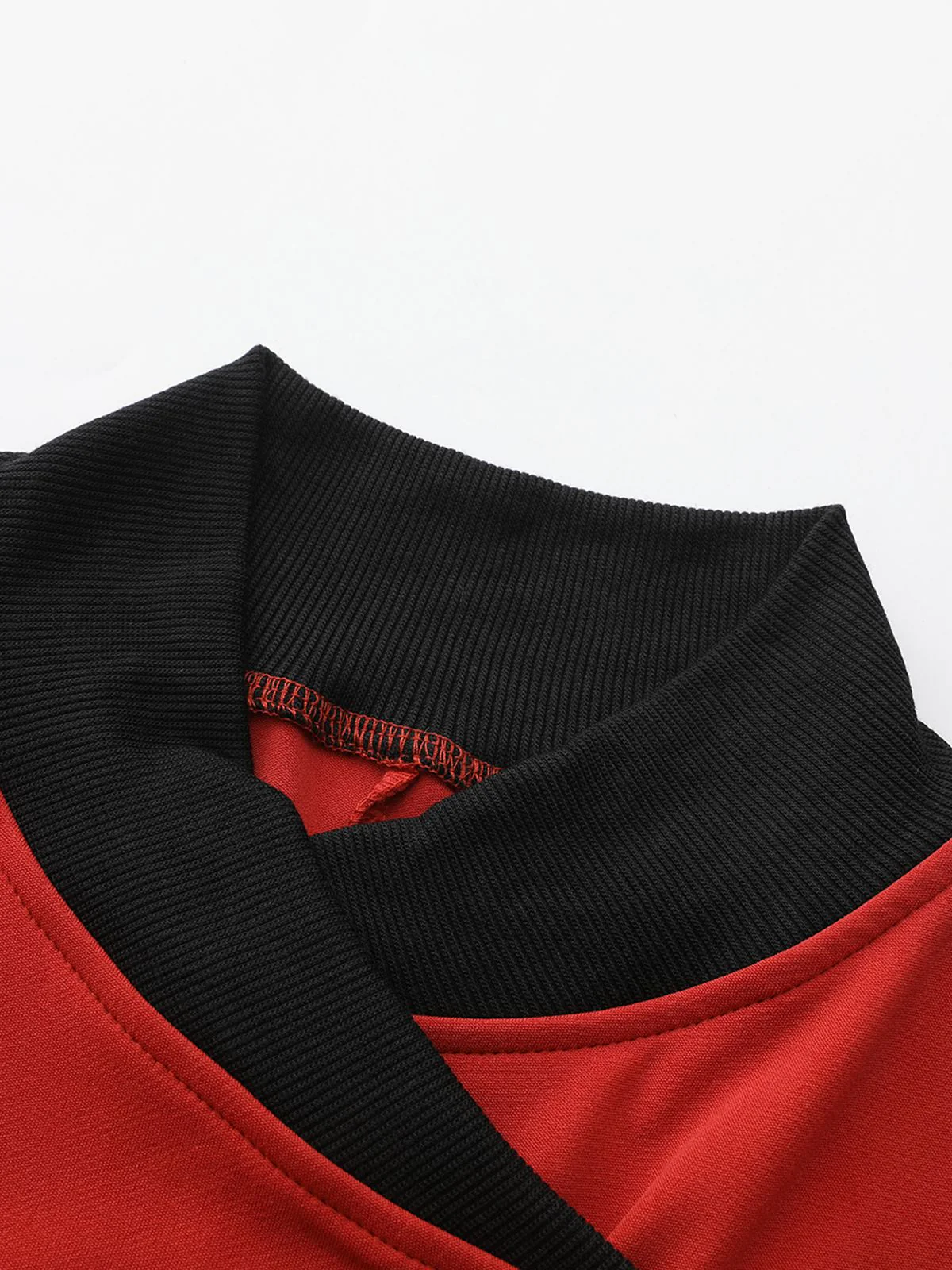 Red 1940s Diagonal Button Stand Collar Coat - Image 4