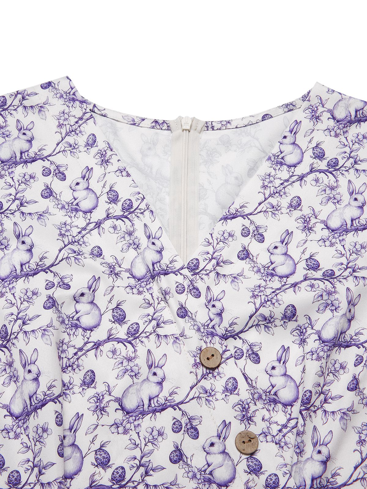 Red 1940s Floral V-Neck Added Button Dress - Image 21
