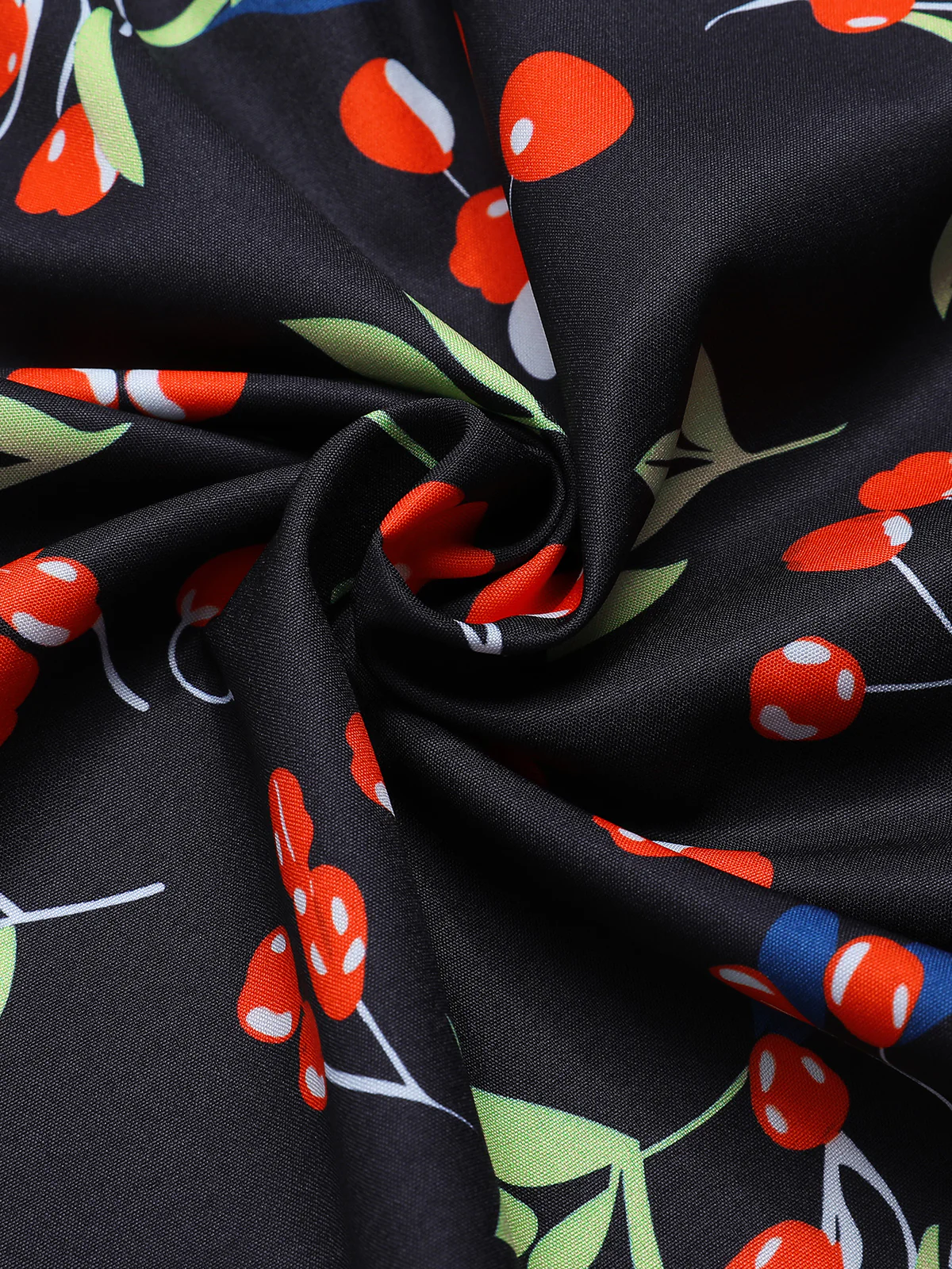 Red 1940s Floral V-Neck Added Button Dress - Image 10