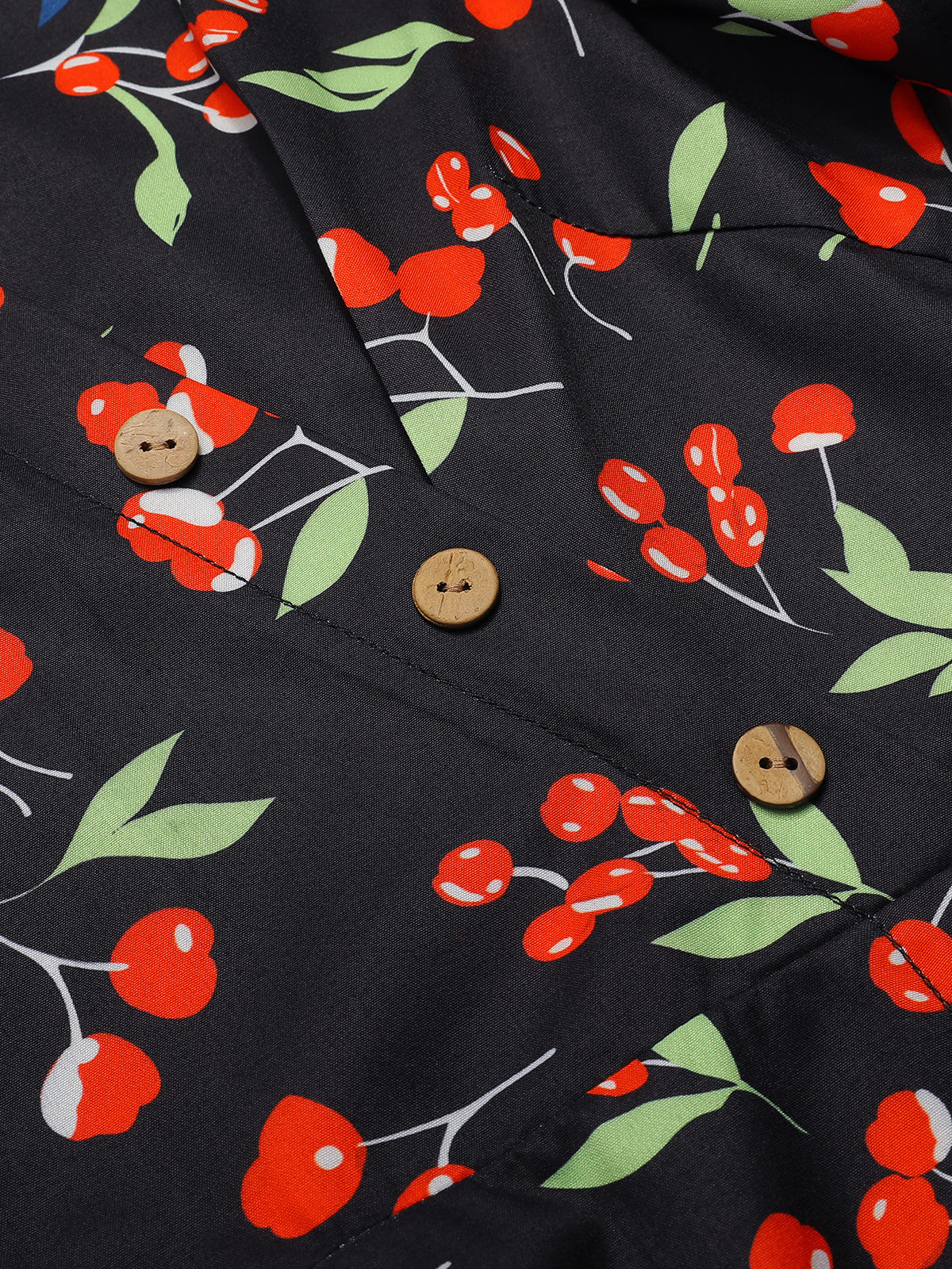 Red 1940s Floral V-Neck Added Button Dress - Image 9