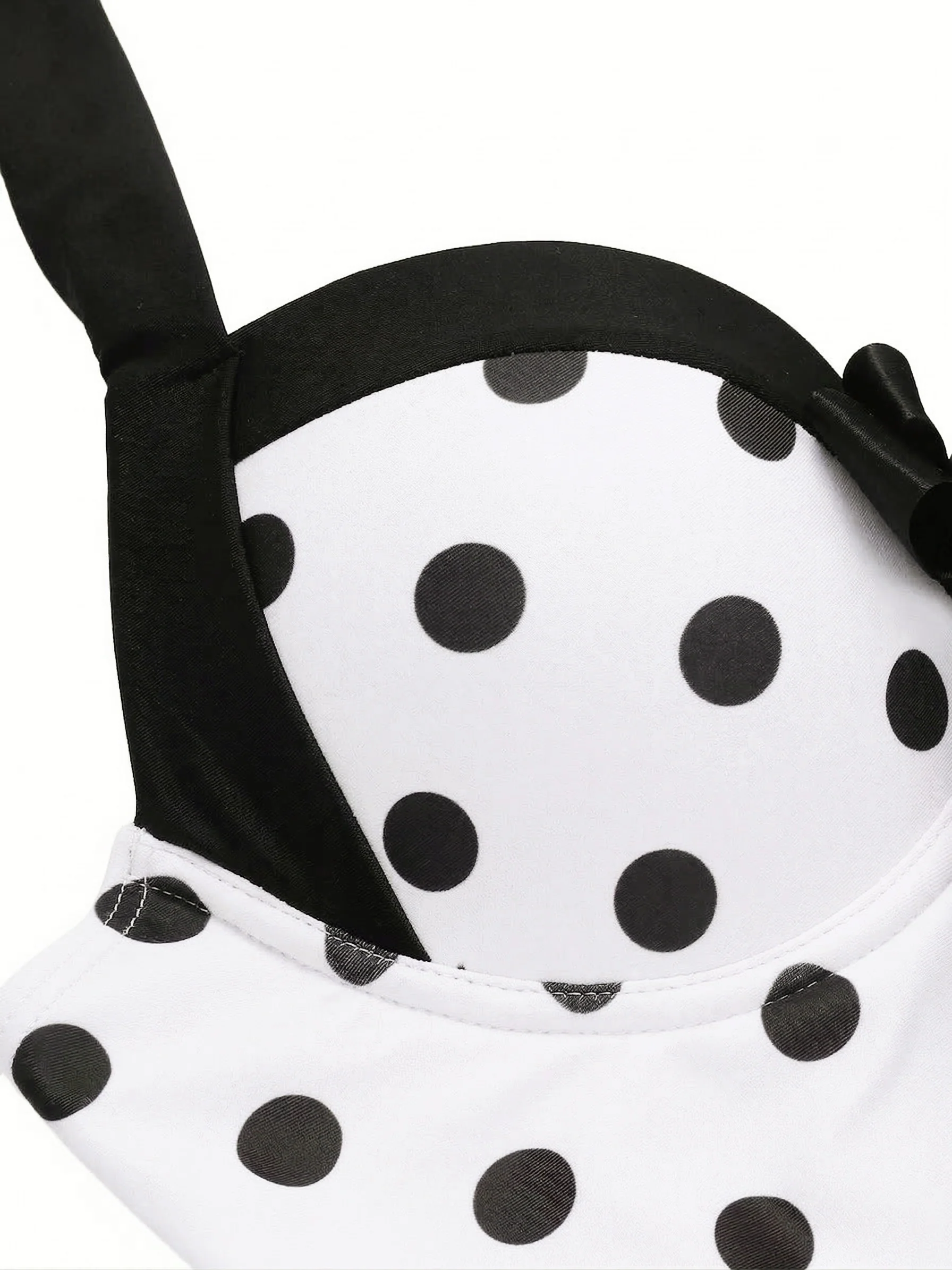 Purple 1940s Halter Polka Dots Bow One-Piece Swimsuit - Image 6