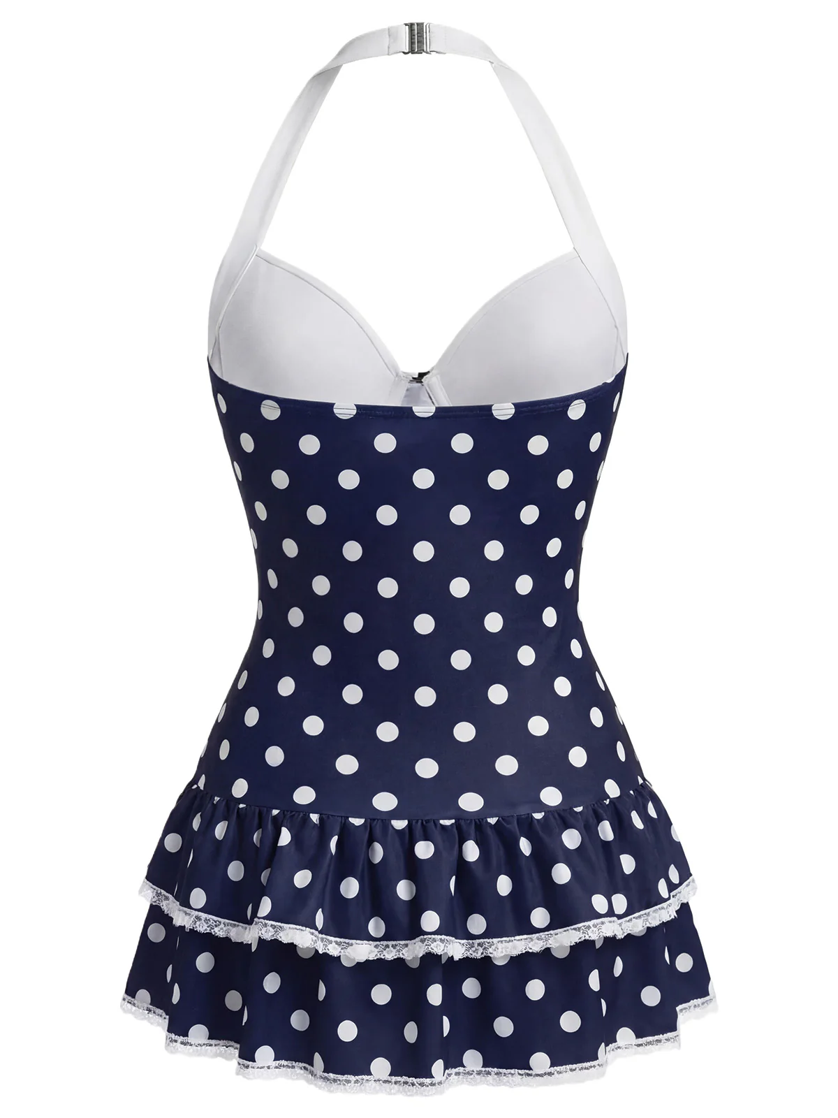 Brown 1940s Halter Polka Dots Bow Swimsuit - Image 24