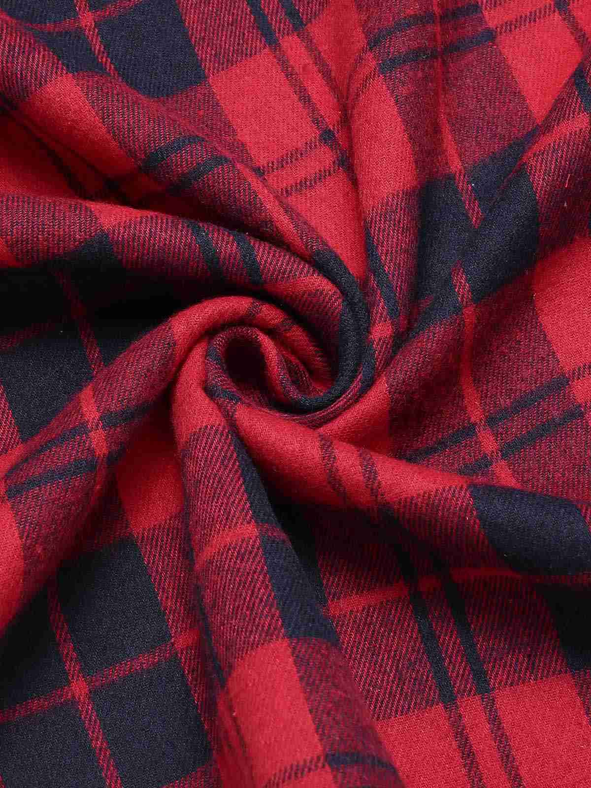 Red 1940s Plaid Belted A-Line Skirt - Image 7