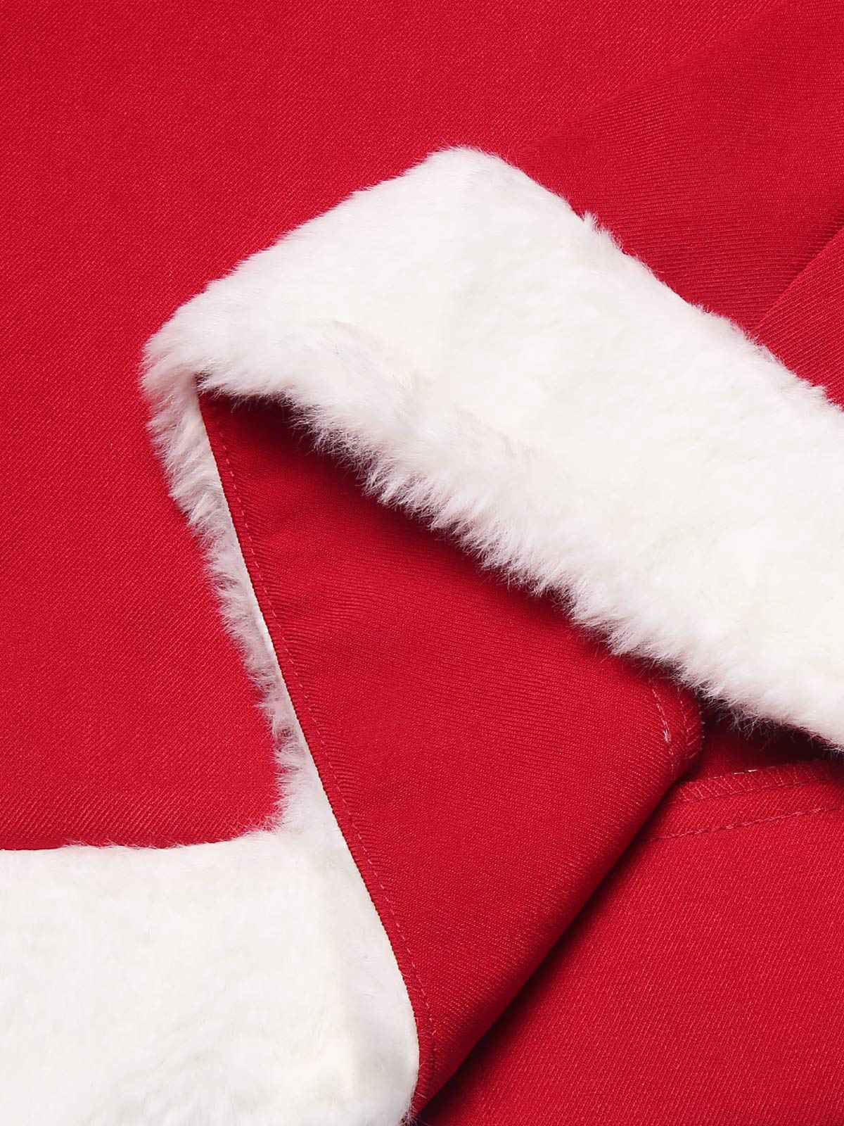 Red 1940s Plush Double-Breasted Belted Coat - Image 7