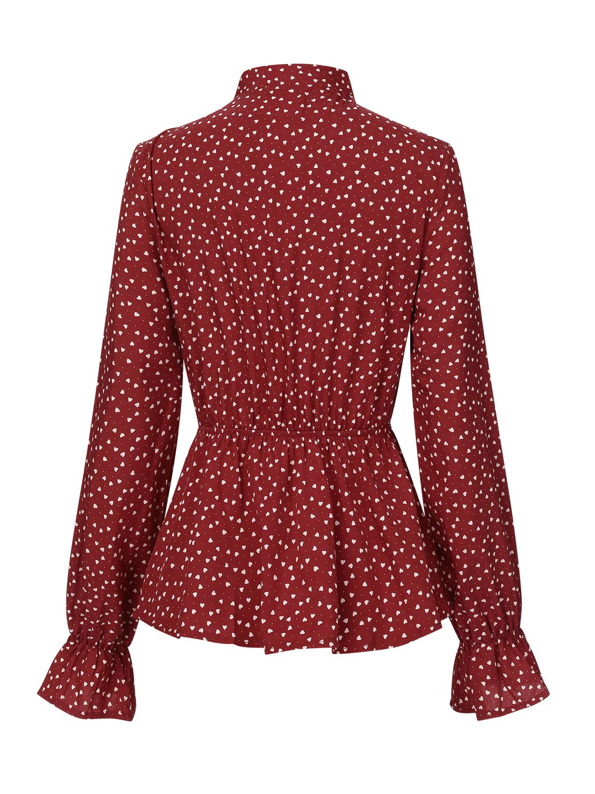 Red 1940s Polka Dot Lace-Up Chiffon Blouse - Image 2