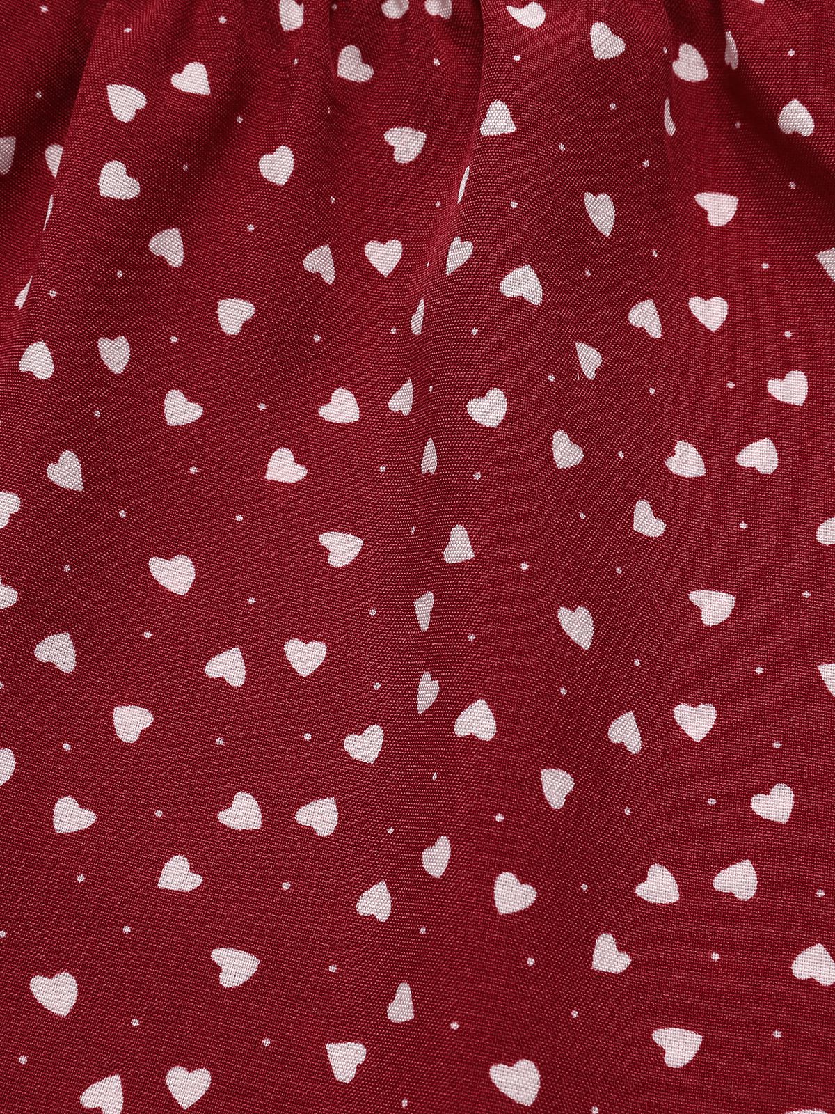 Red 1940s Polka Dot Lace-Up Chiffon Blouse - Image 4
