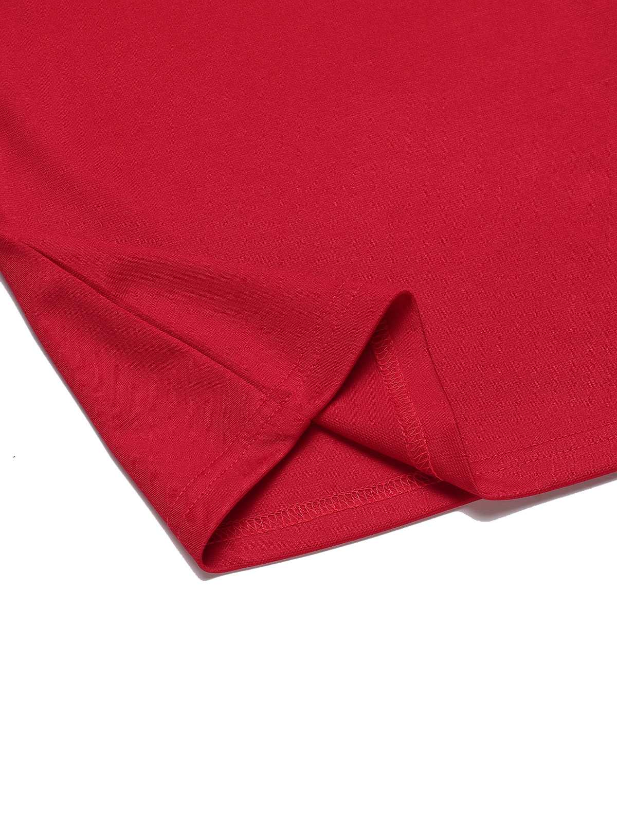Red 1940s Solid Half Sleeves Lapel Top - Image 5
