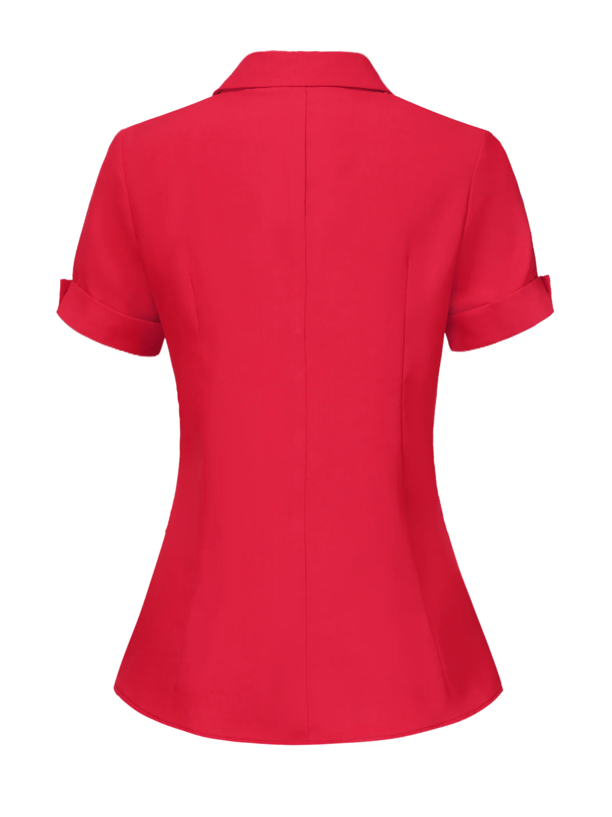 Red 1940s Solid Lapel Button-Down Blouse - Image 4
