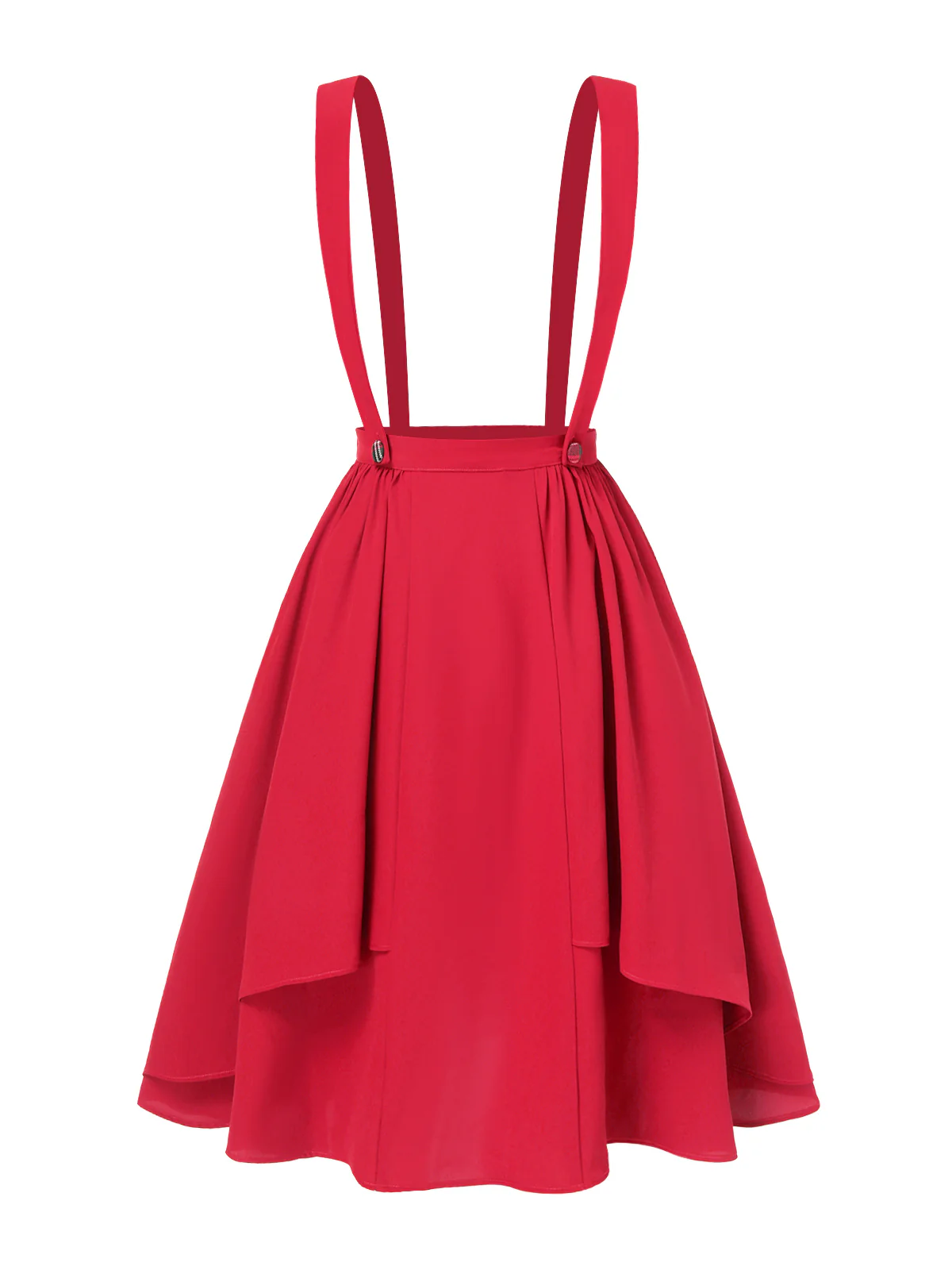 Red 1940s Solid Layered Suspender Skirt - Image 2