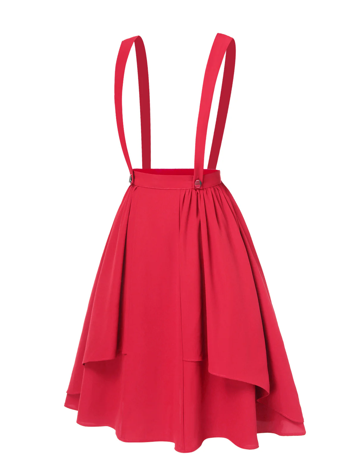 Red 1940s Solid Layered Suspender Skirt - Image 3