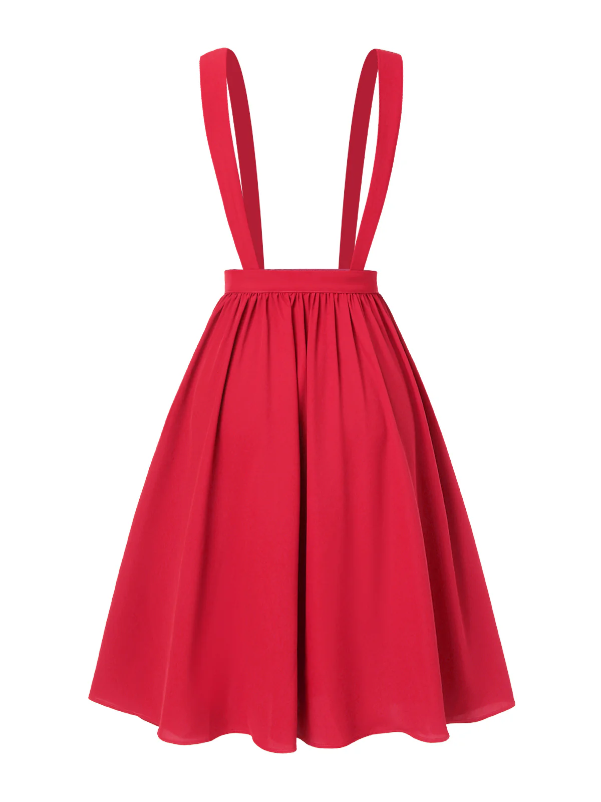 Red 1940s Solid Layered Suspender Skirt - Image 4