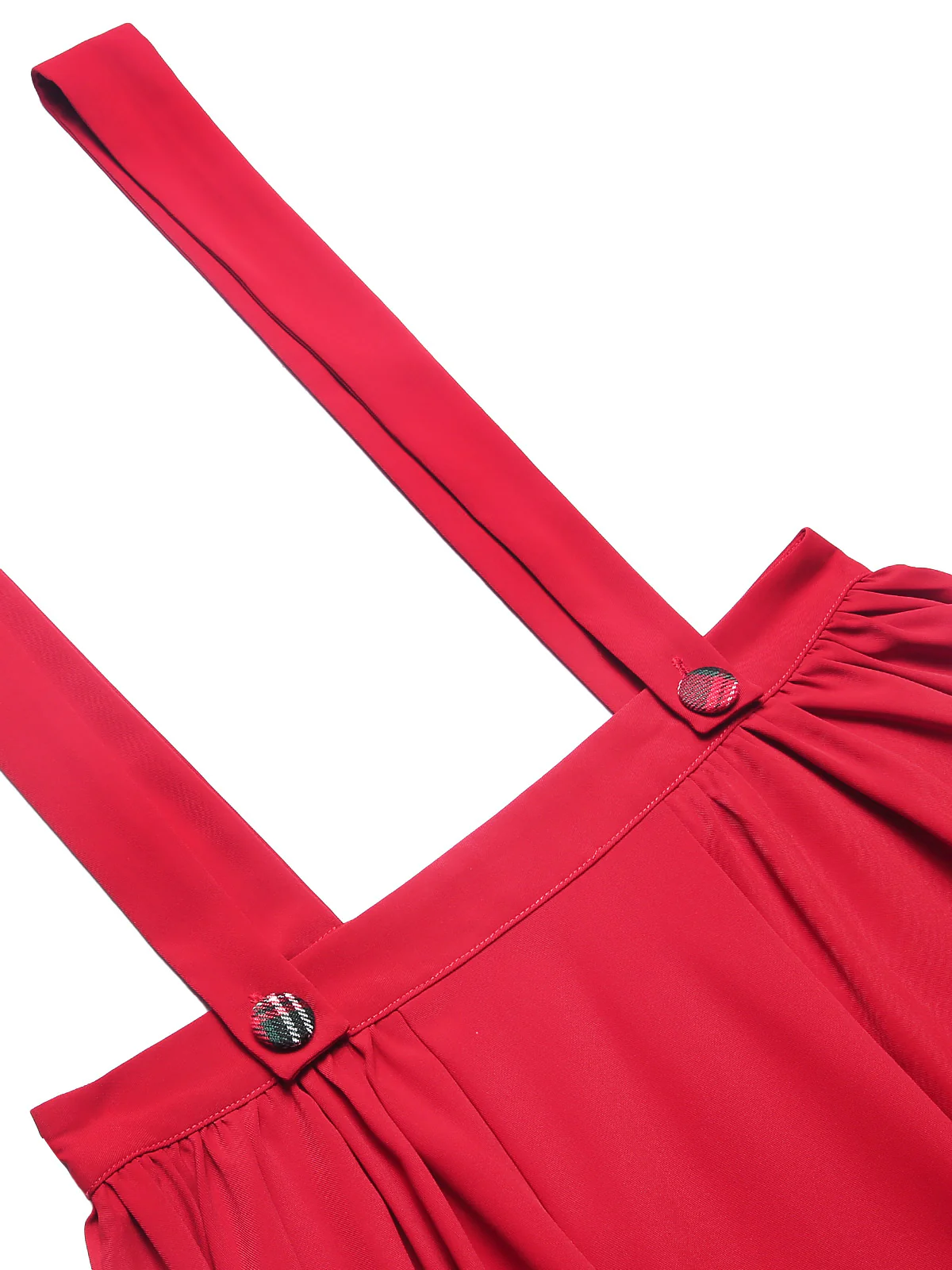 Red 1940s Solid Layered Suspender Skirt - Image 5