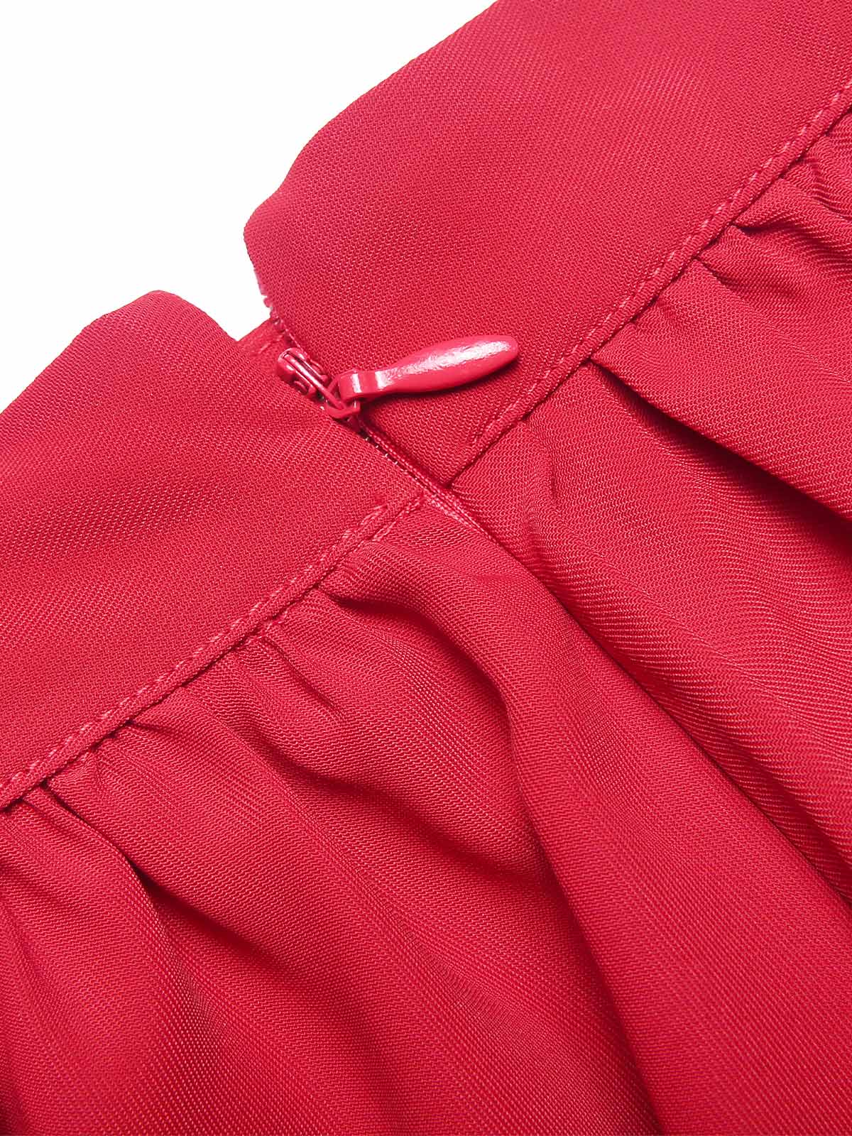 Red 1940s Solid Layered Suspender Skirt - Image 6