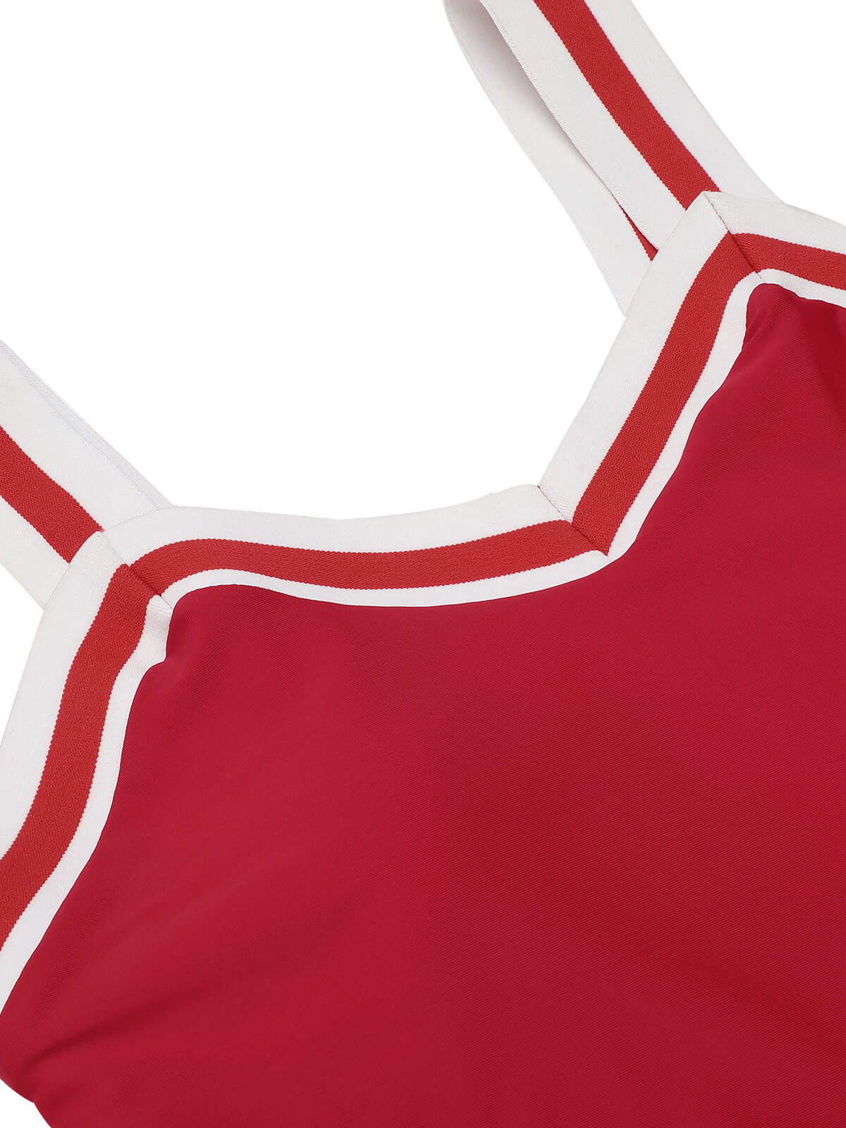 Red 1940s Solid Patchwork V-Neck Swimsuit - Image 6