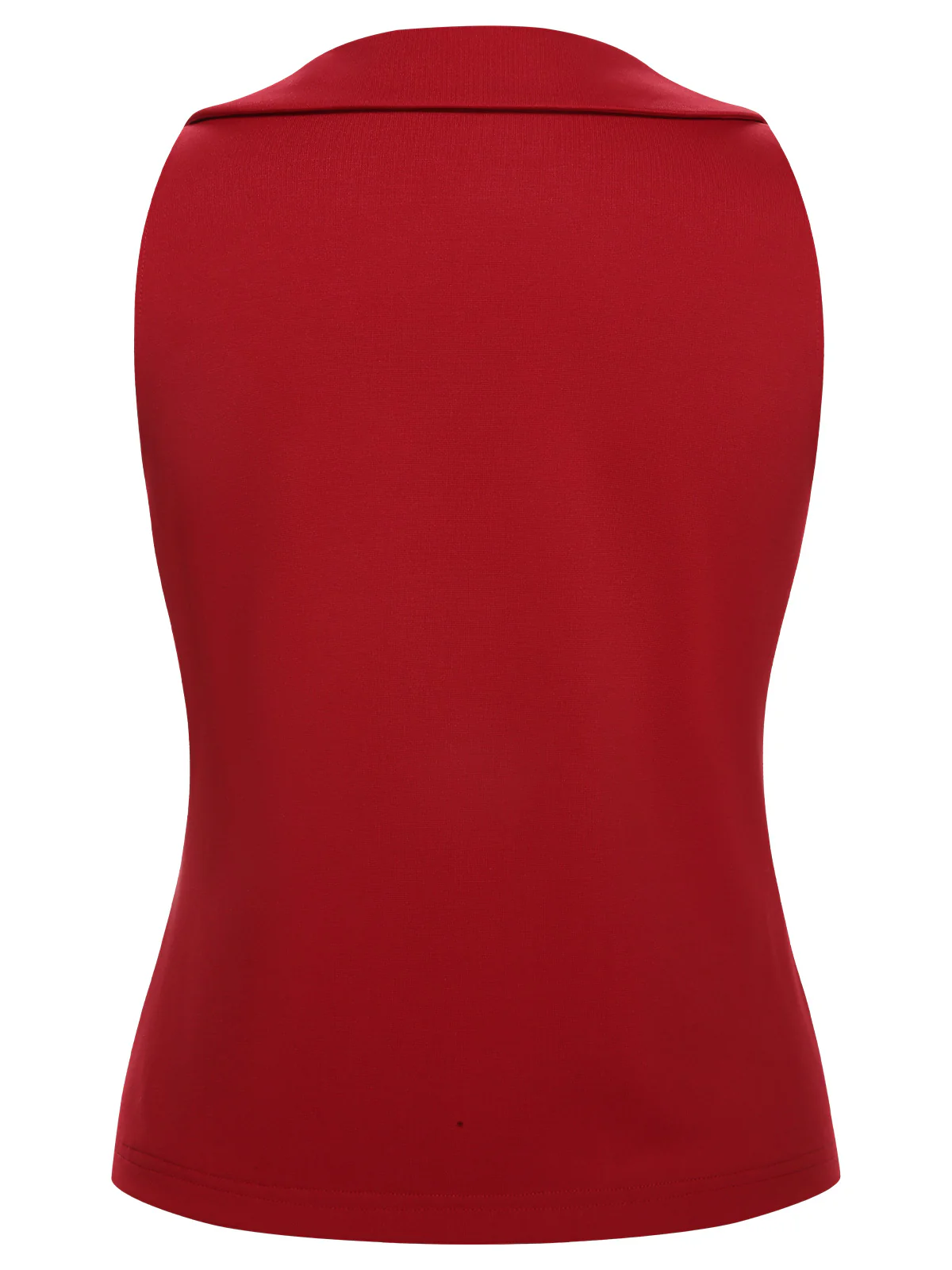 Red 1940s Solid Sleeveless Lapel Top - Image 4