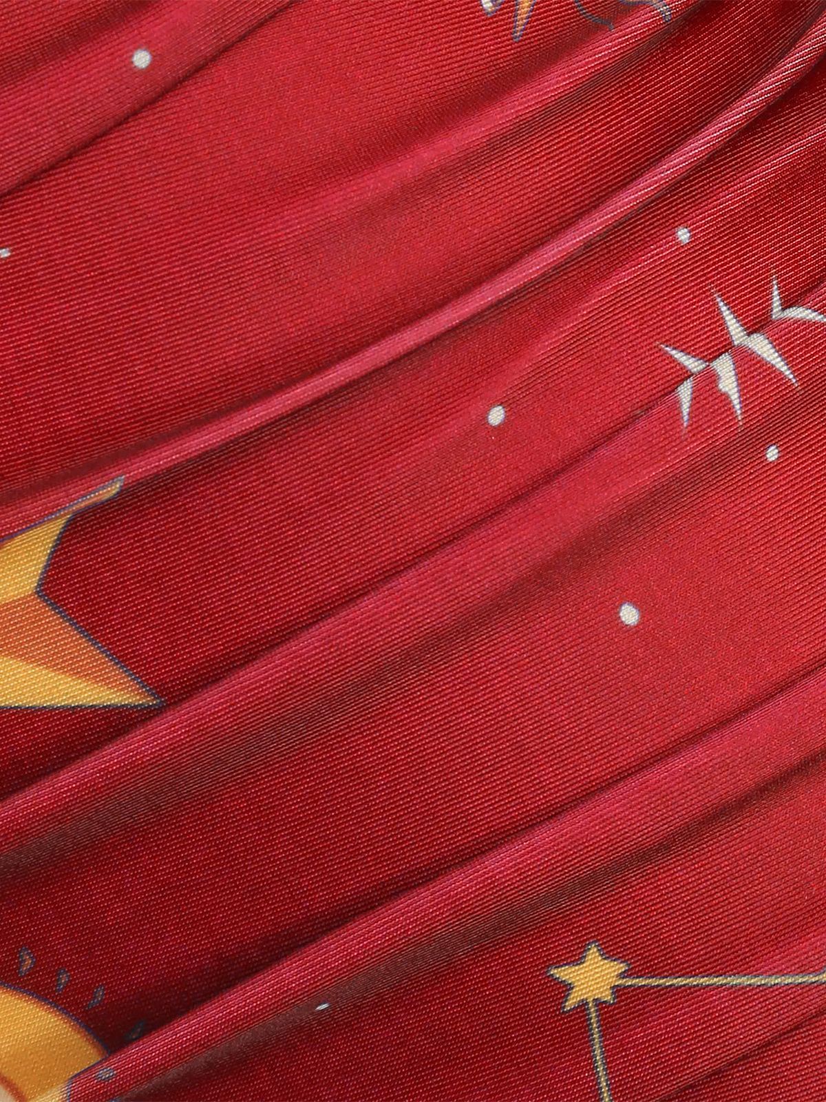 Red 1940s Sun Moon Stars Lace-Up Swimsuit - Image 3