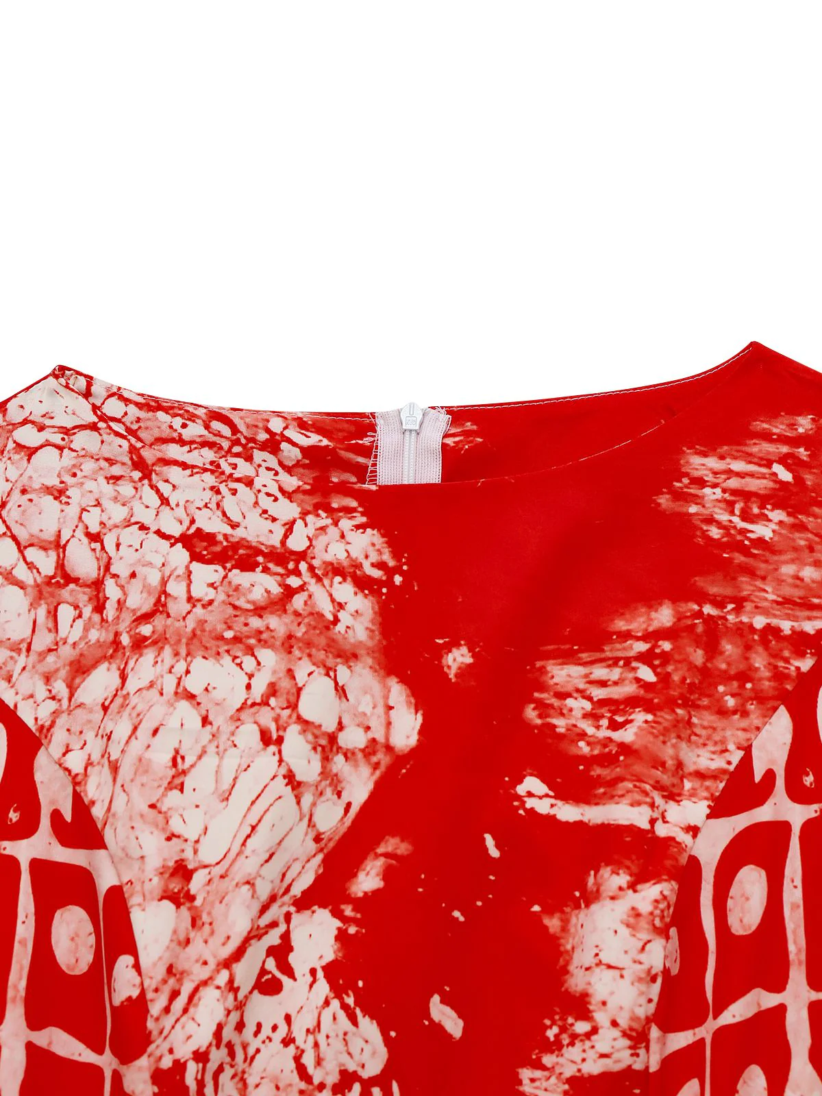 Red 1950s Blood Print Halloween Horror Dress - Image 3