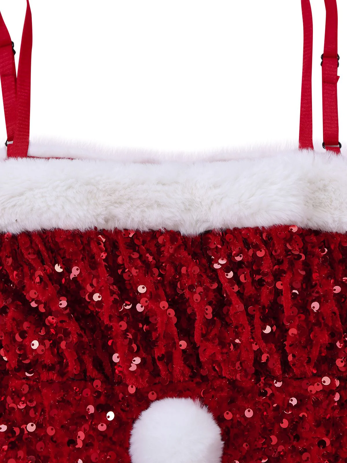 Red 1950s Bow Sequined Raw Hem Dress - Image 8