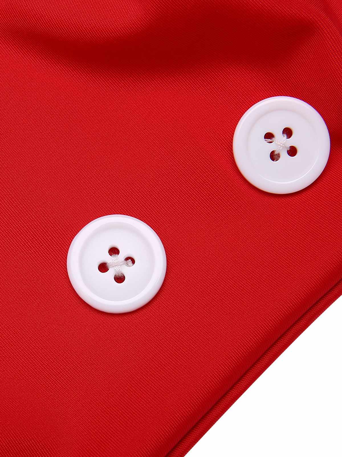 Red 1950s Button Ruffles Halter Swimsuit - Image 7