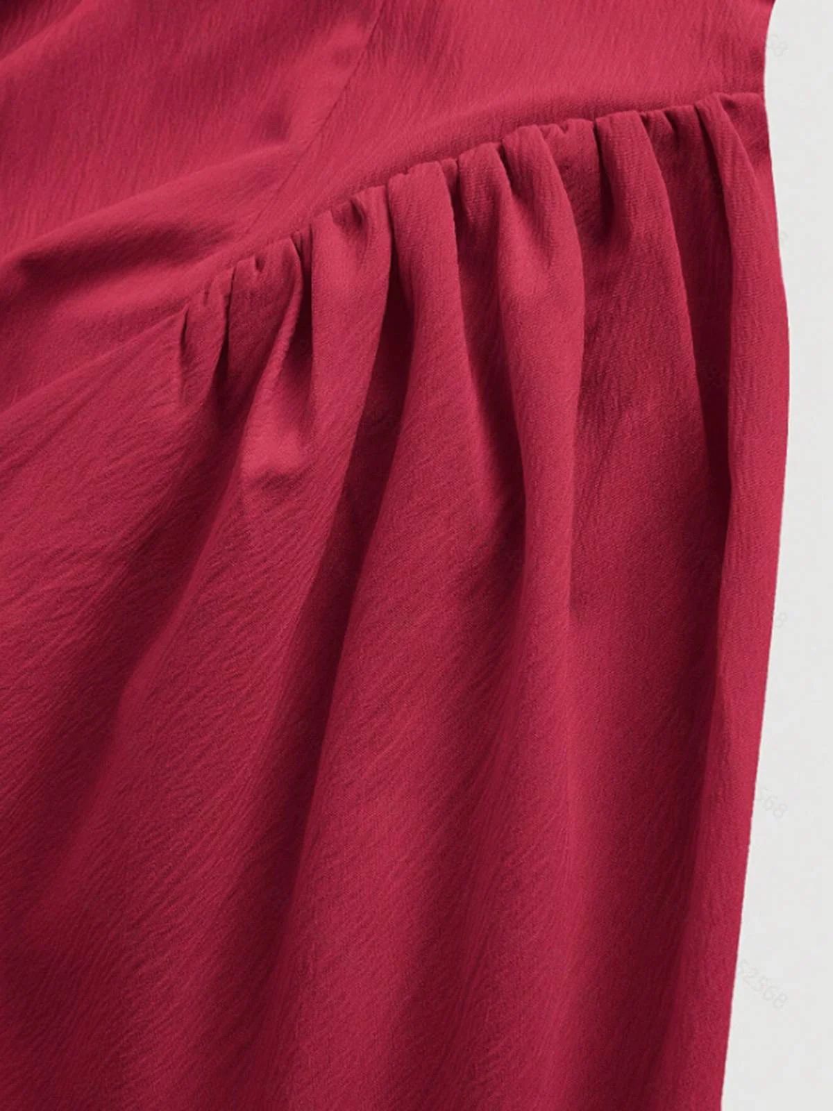 Red 1950s Cap Sleeve Stand Collar A-line Dress - Image 5