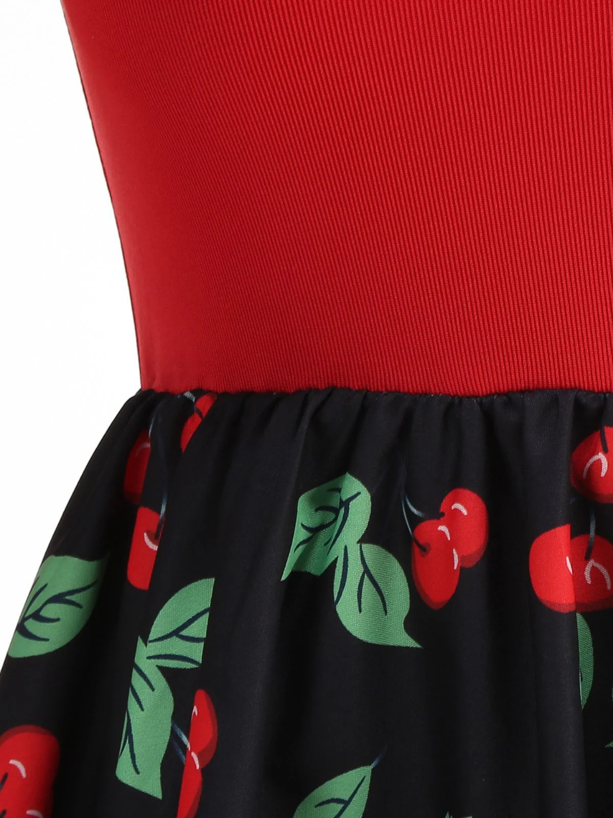 Red 1950s Cherry Print Long Sleeve Swing Dress - Image 4