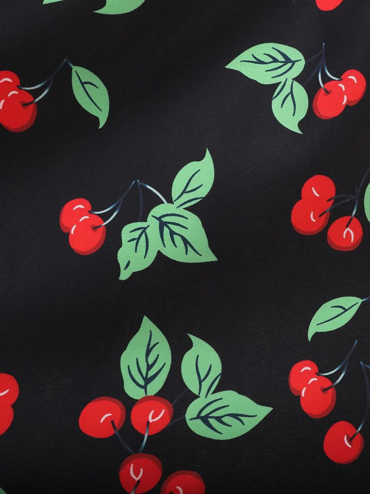 Red 1950s Cherry Print Long Sleeve Swing Dress - Image 5