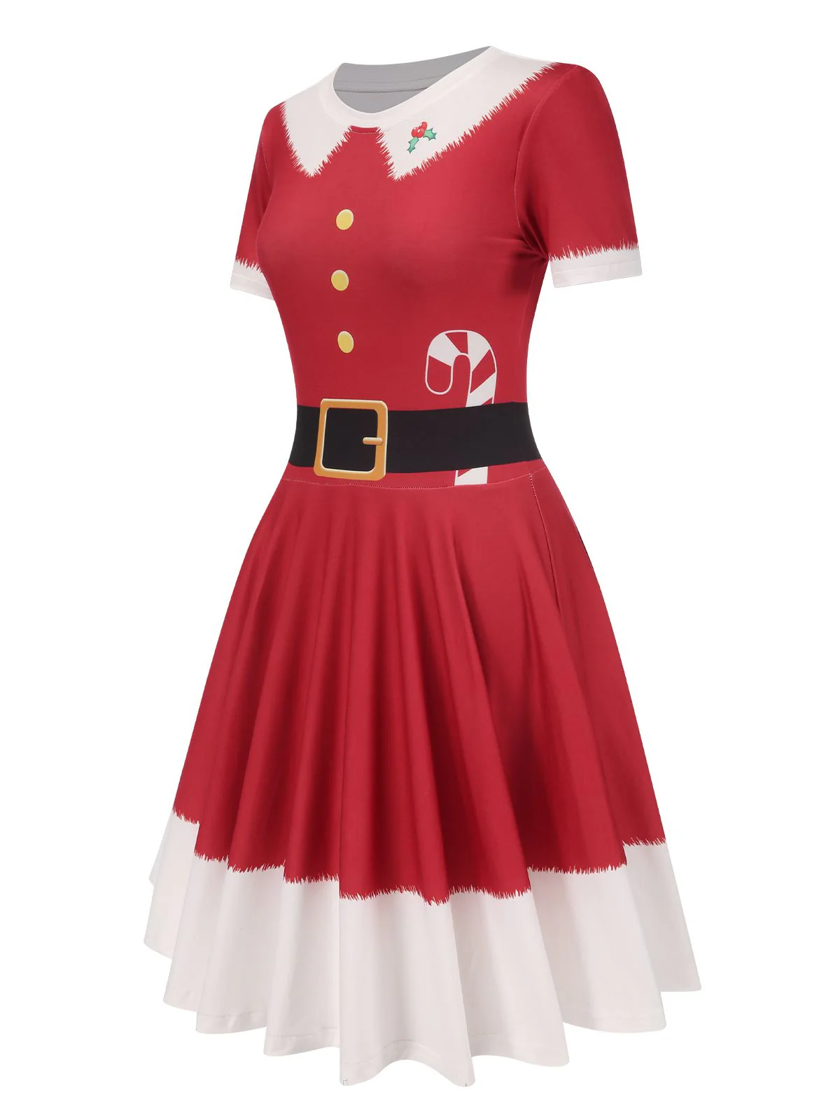 Red 1950s Christmas Candy Cane Dress - Image 3