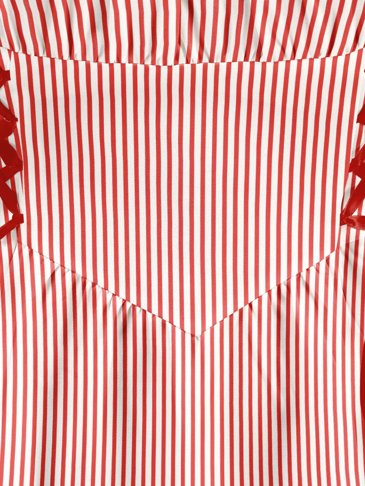 Red 1950s Christmas Candy Cane Striped Lace-Up Holiday Dress - Image 4