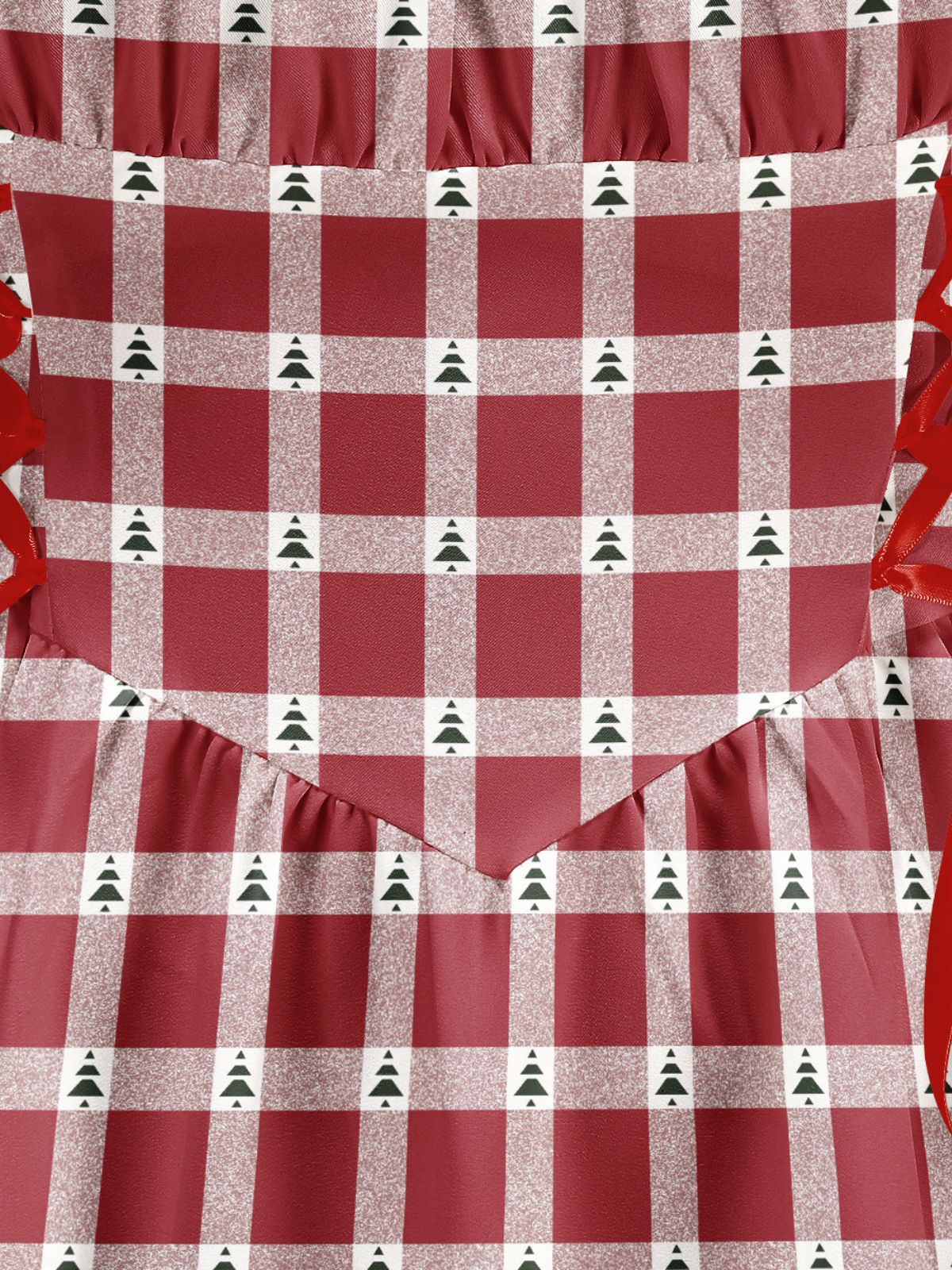 Red 1950s Christmas Candy Cane Striped Lace-Up Holiday Dress - Image 8