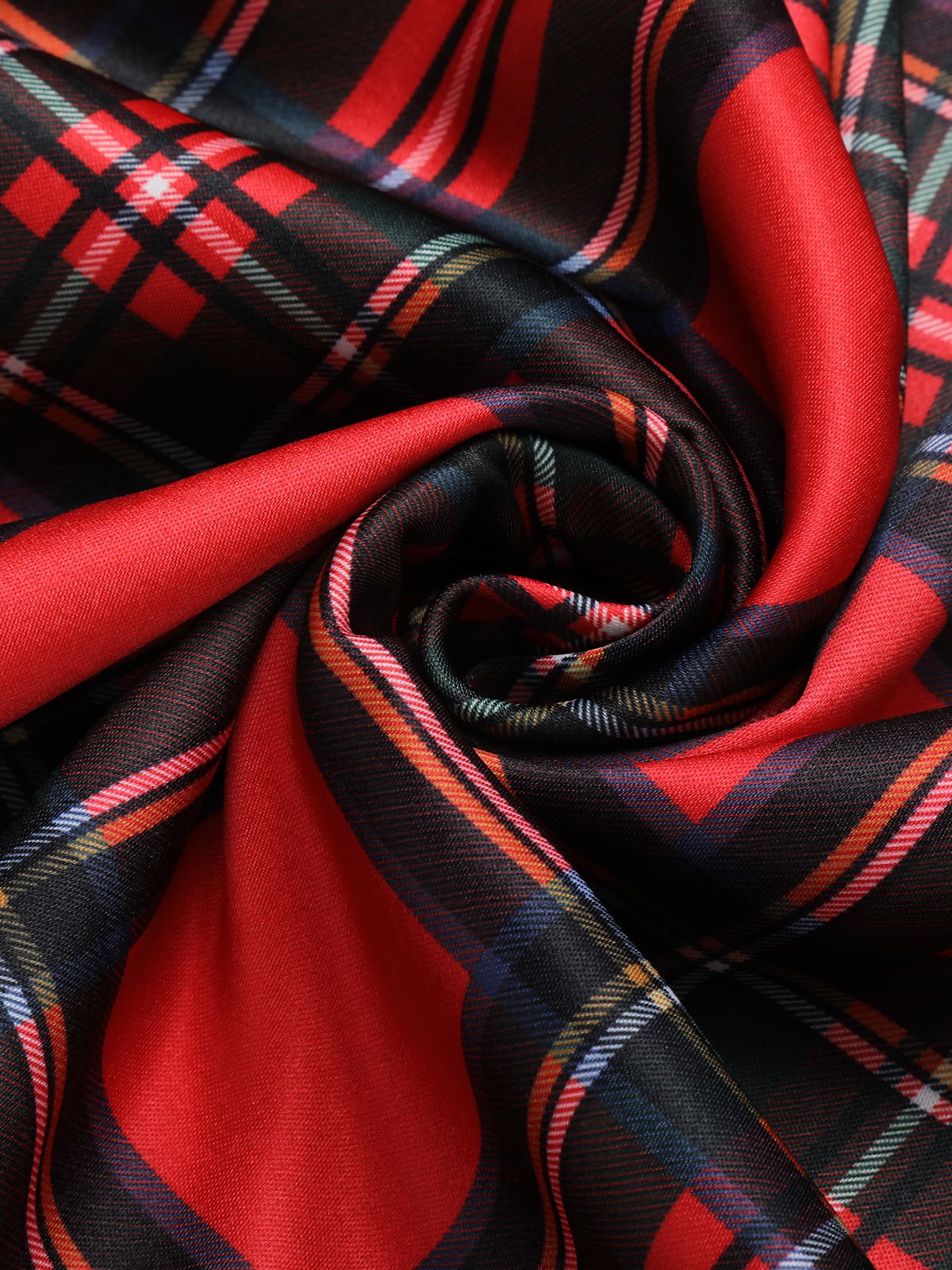 Red 1950s Christmas Plaid Off-Shoulder Dress - Image 6