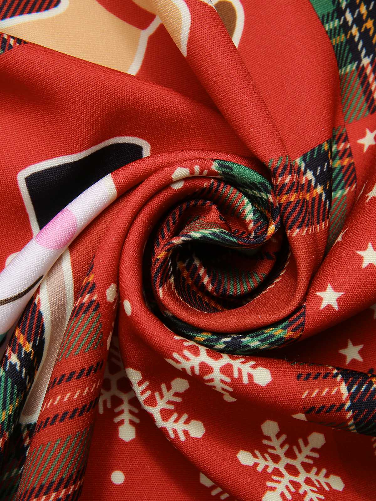 Red 1950s Christmas Plaid Santa Claus Dress - Image 7