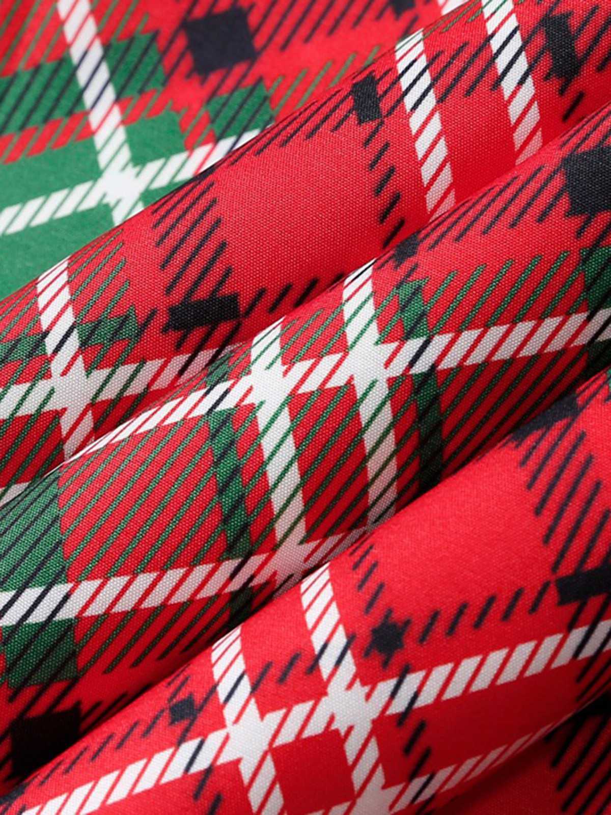 Red 1950s Plaid Sleeveless Dress - Image 3