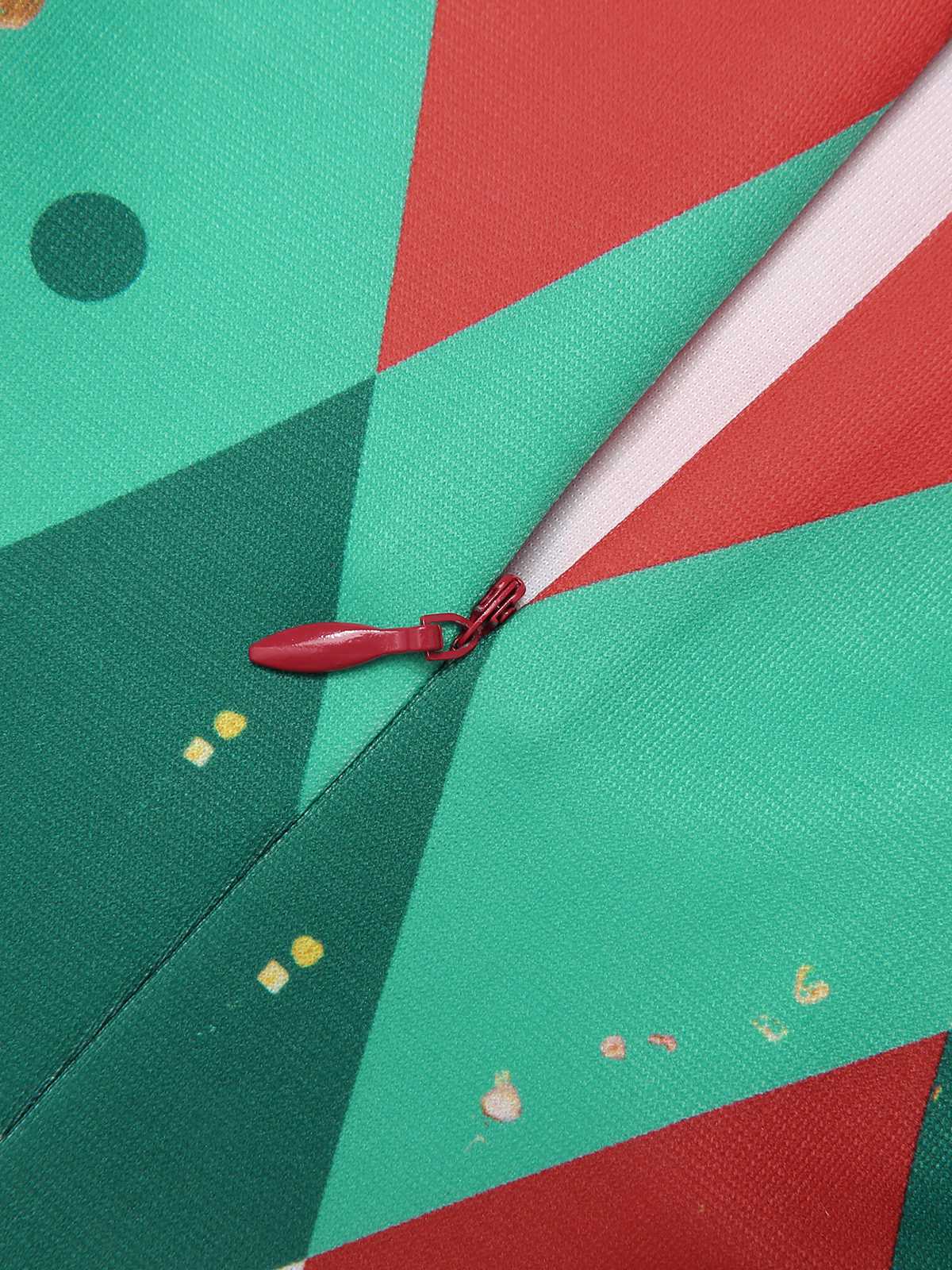 Red 1950s Christmas Plaids Bow Decor Dress - Image 6