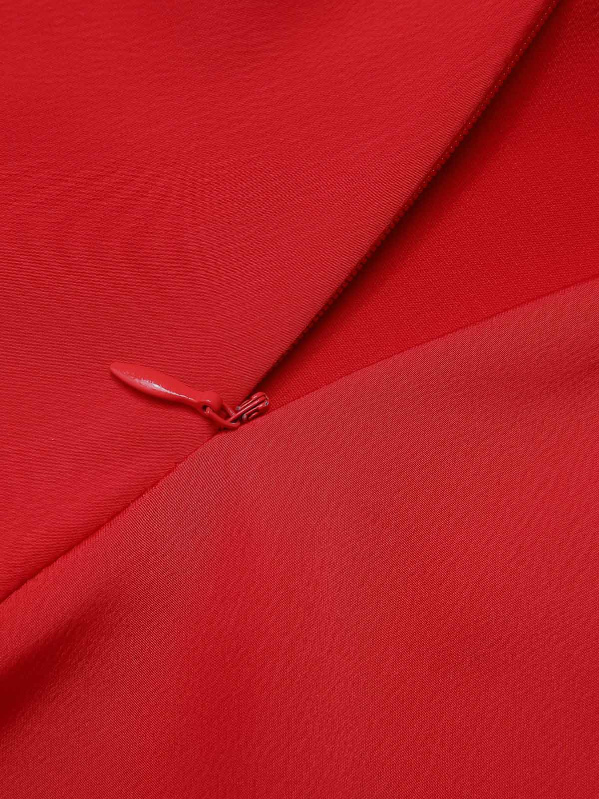 Red 1950s Christmas Plaids Off-Shoulder Dress - Image 7