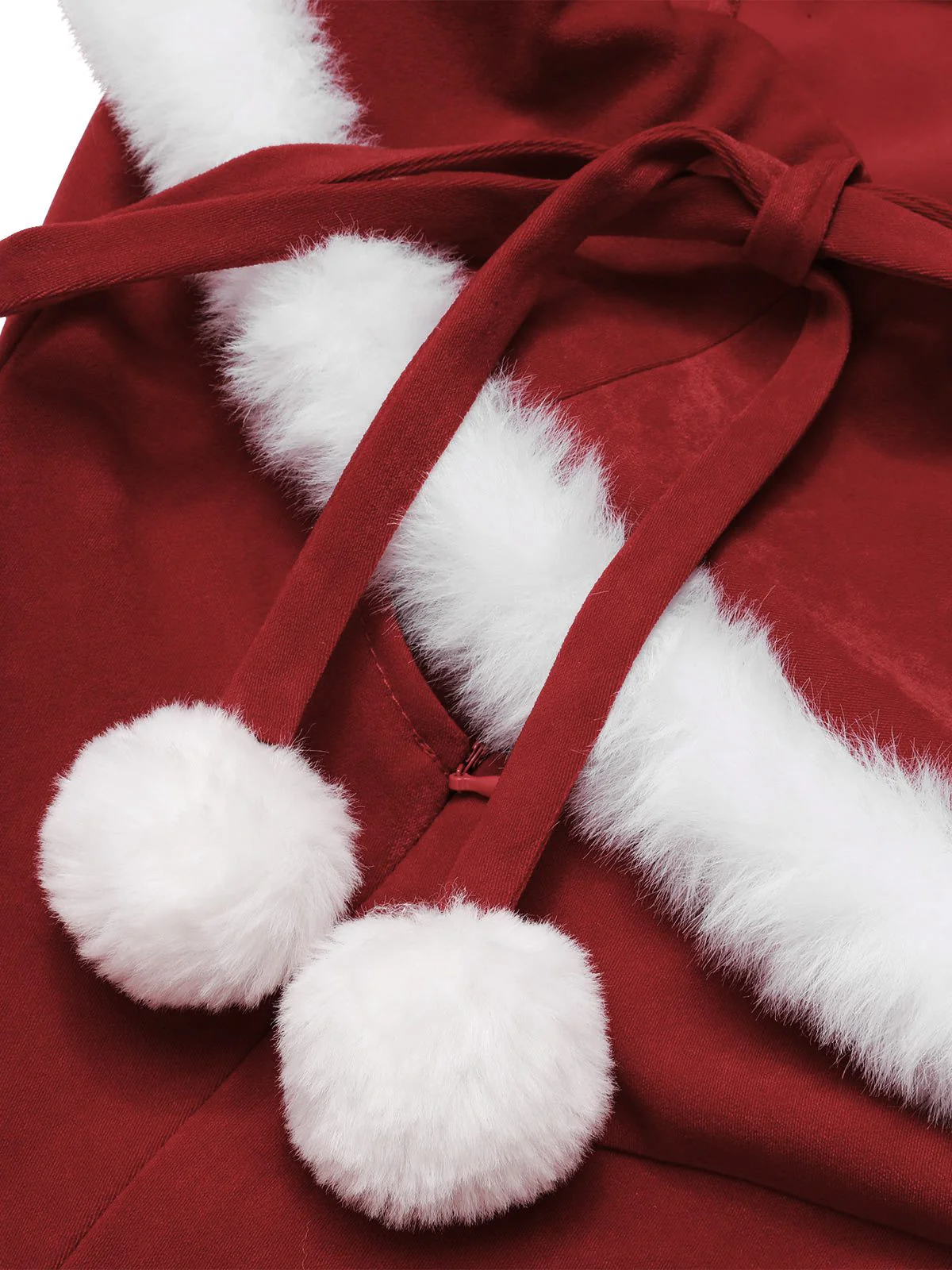 Red 1950s Christmas Plush Off-Shoulder Dress - Image 5