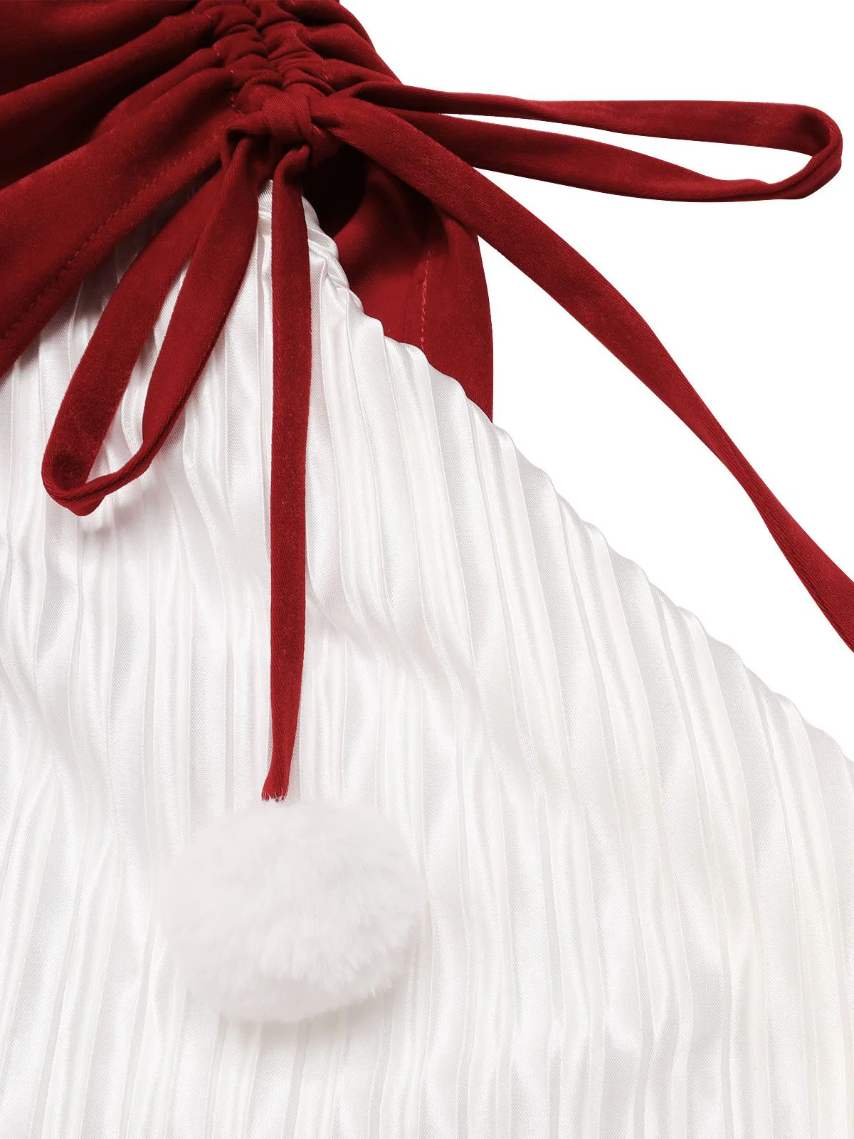Red 1950s Christmas Plush Off-Shoulder Dress - Image 6