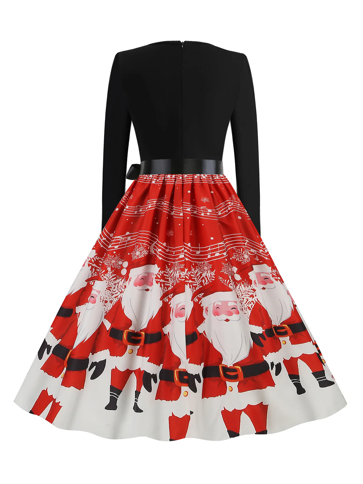 Green 1950s Christmas Print Belted Dress - Image 10