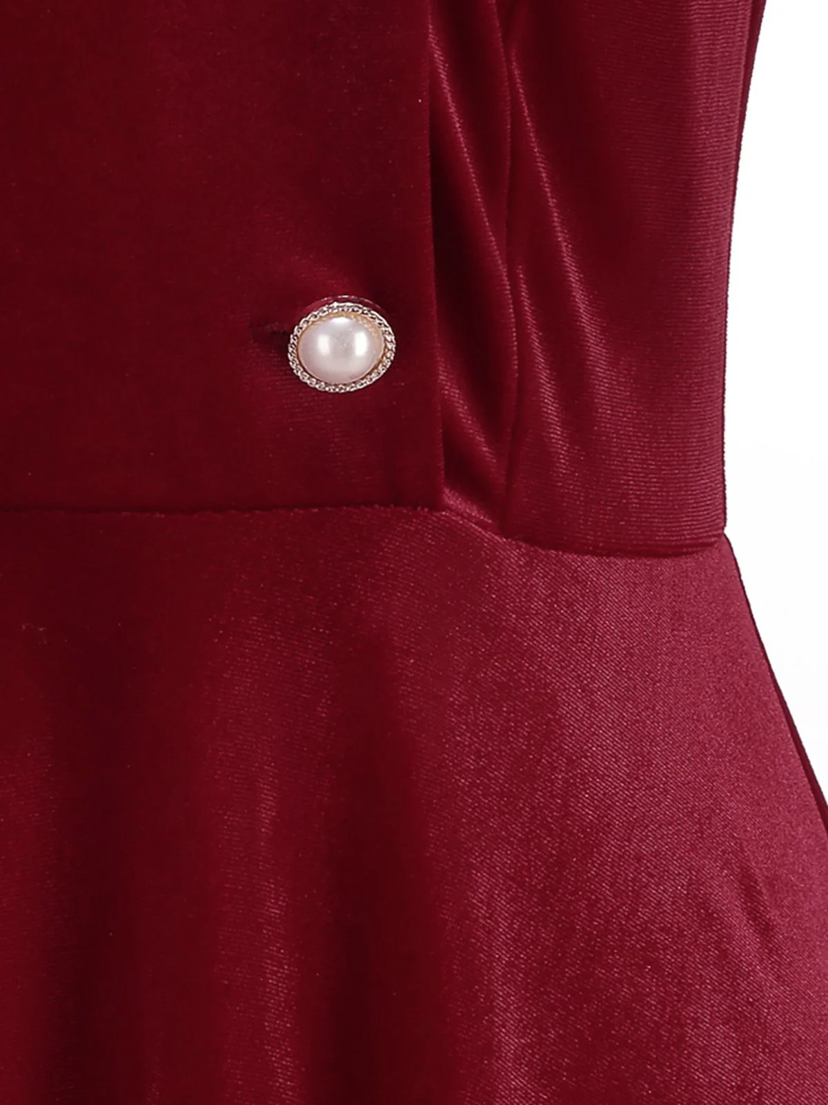 Red 1950s Christmas Velvet Santa Fur Collar Pearl Dress - Image 6
