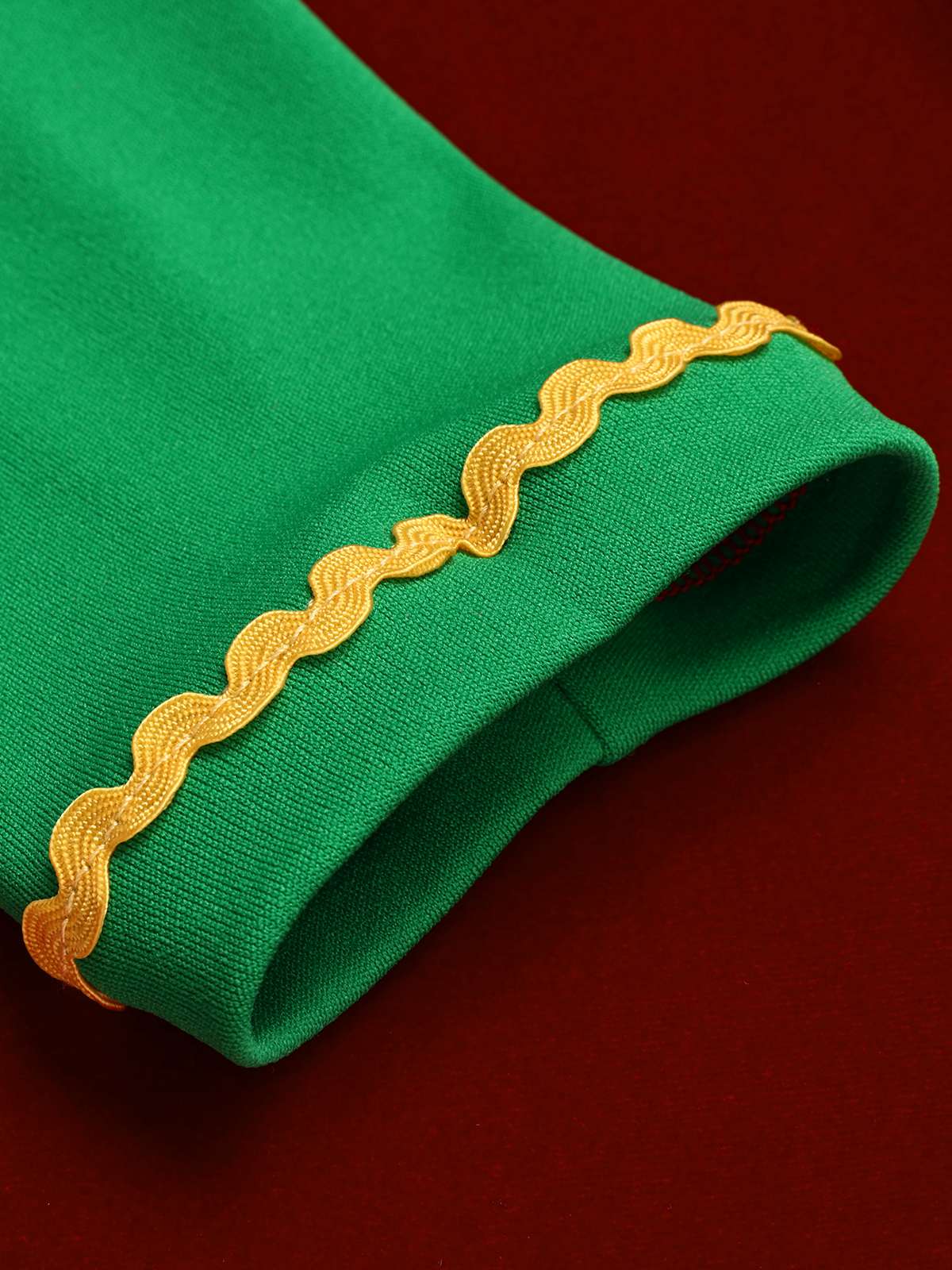 Red 1960s Christmas Wave Hem Contrast Dress - Image 5