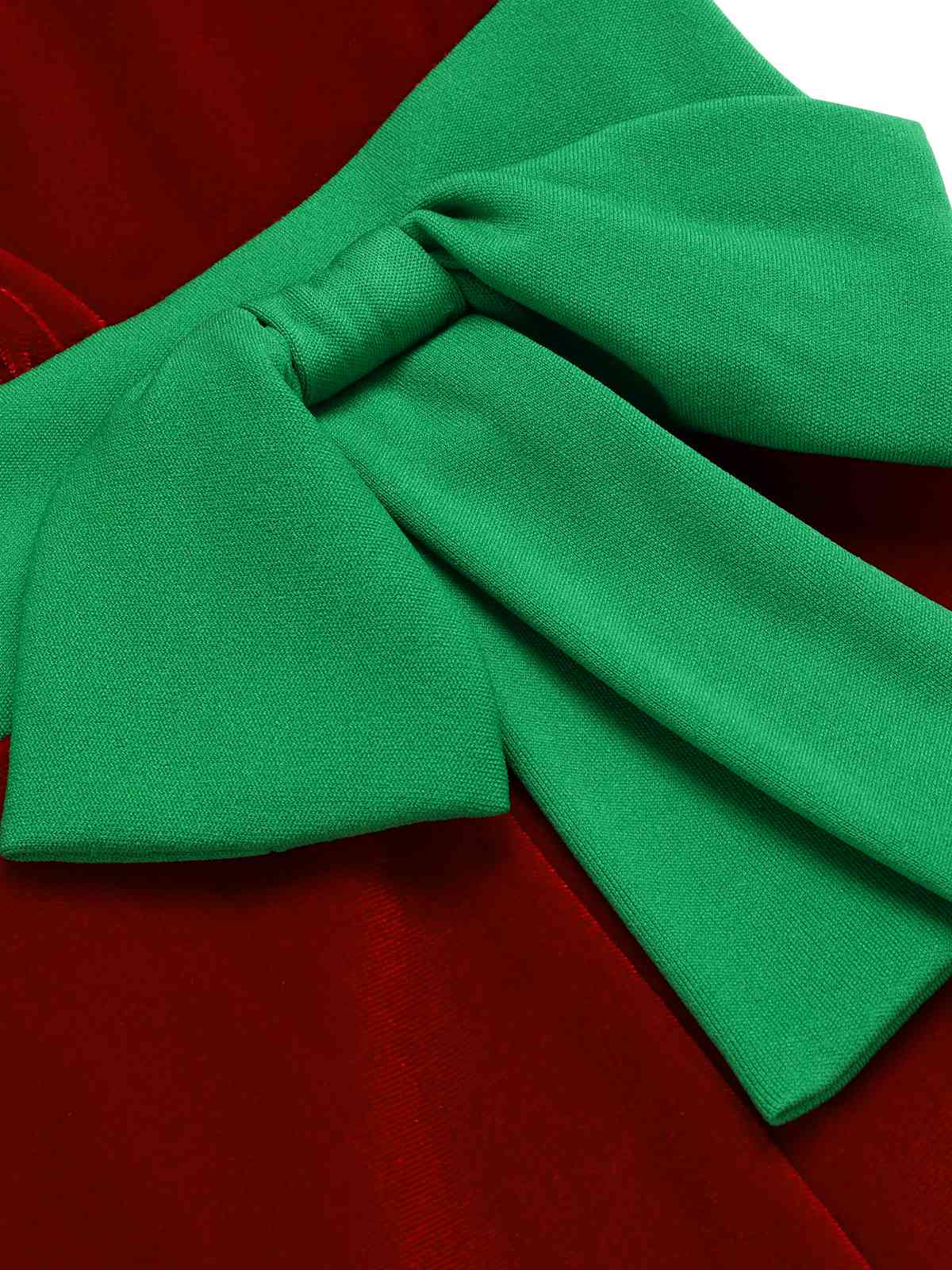 Red 1960s Christmas Wave Hem Contrast Dress - Image 6