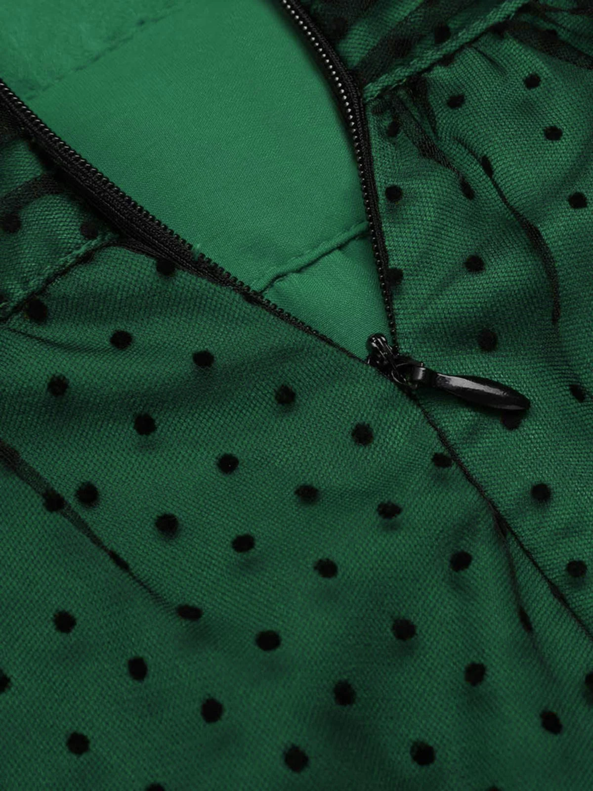 Red 1950s Dots Mesh Swing Dress - Image 9