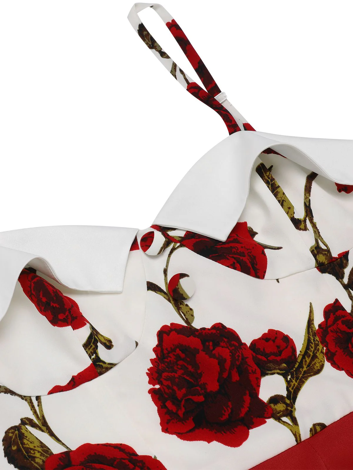 Red 1950s Floral Strap Patchwork Romper - Image 7