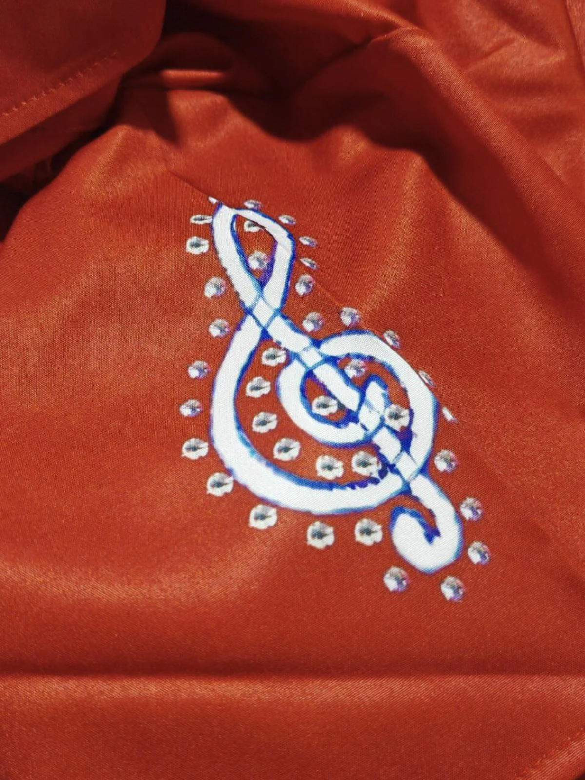 Red 1950s Guitar & Notes Lapel Dress - Image 3