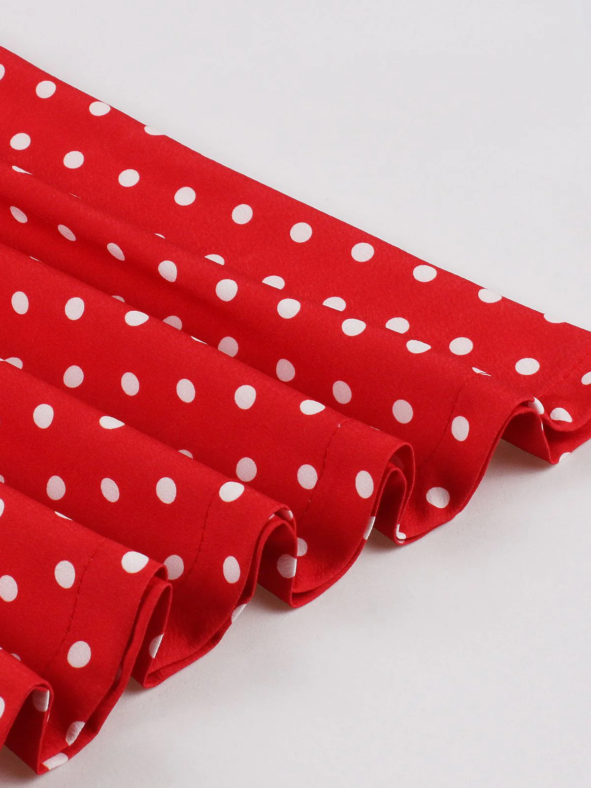 Red 1950s Halter Polka Dots Swing Dress - Image 3