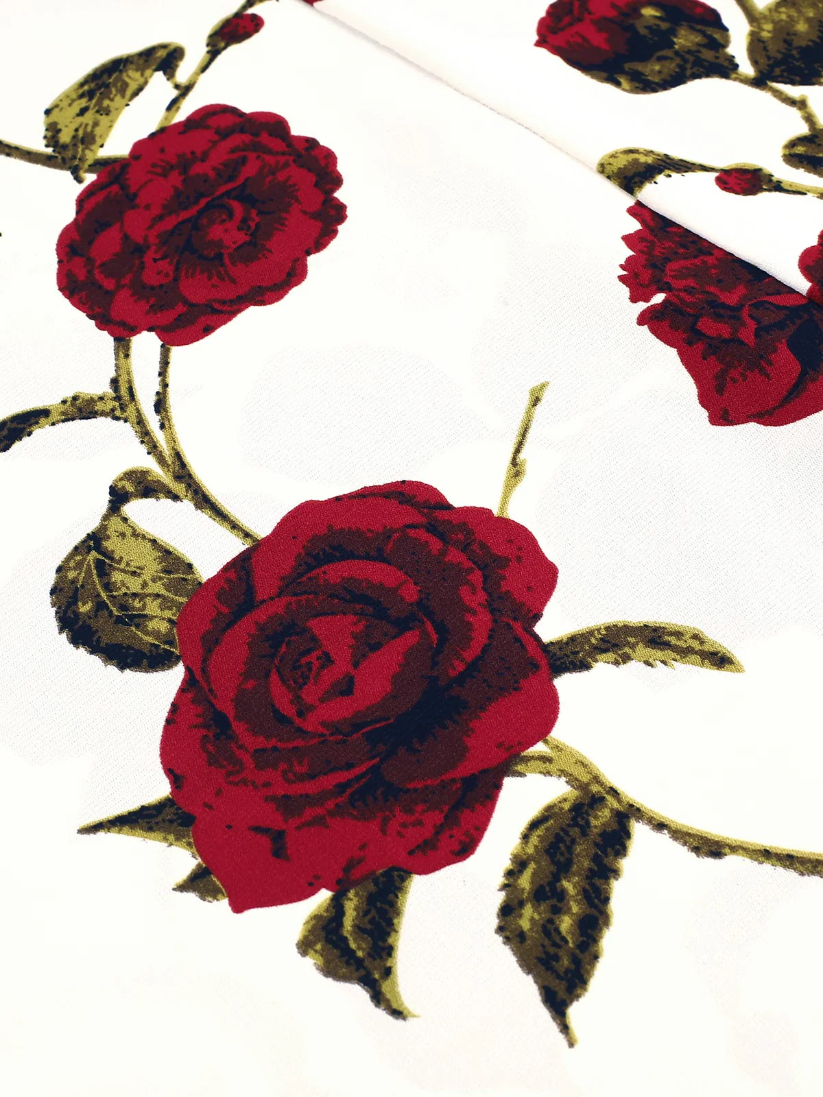 Red 1950s Halter Roses Bow Dress - Image 5