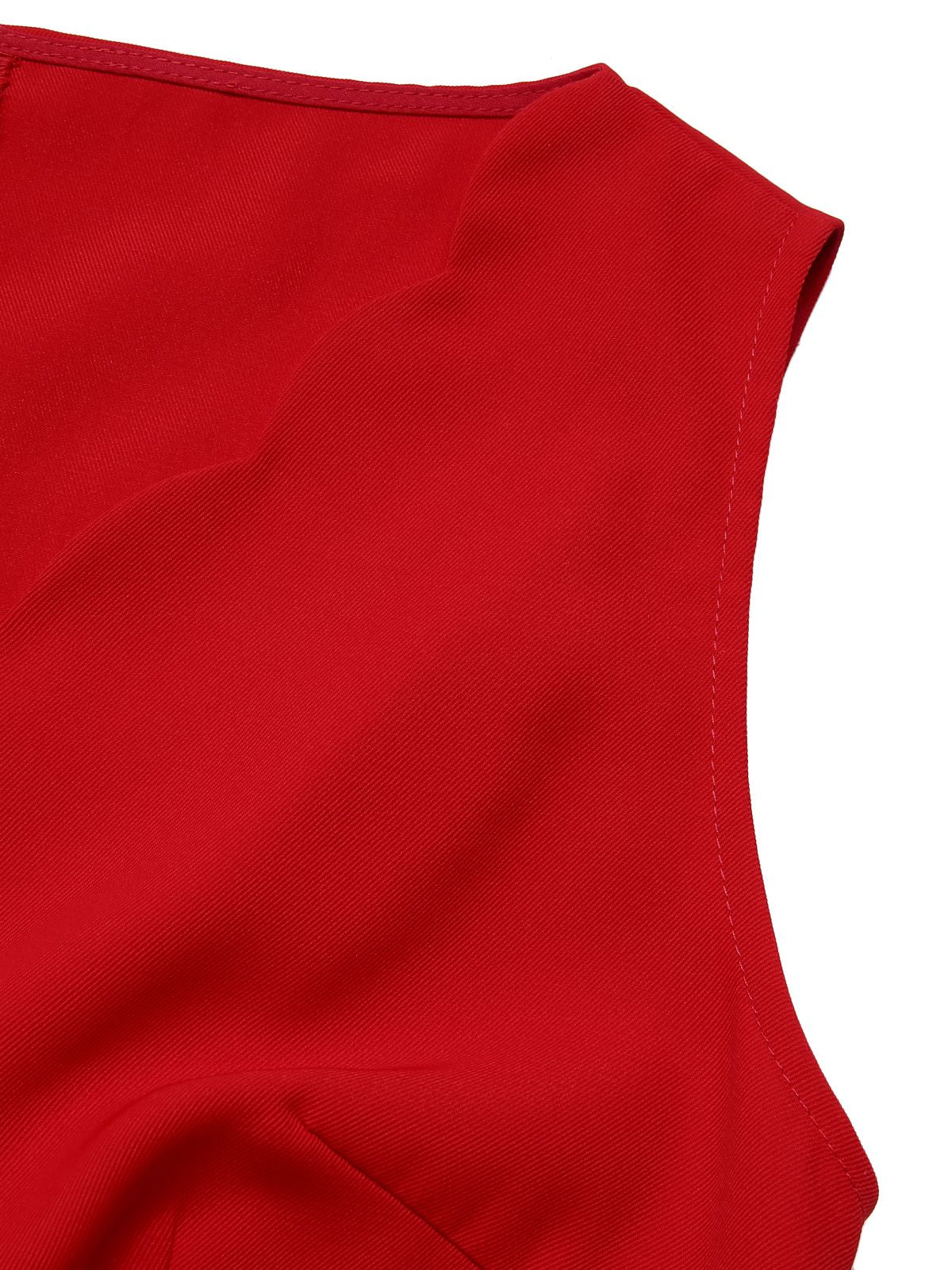 Red 1950s Heart Bow Sleeveless Dress - Image 7