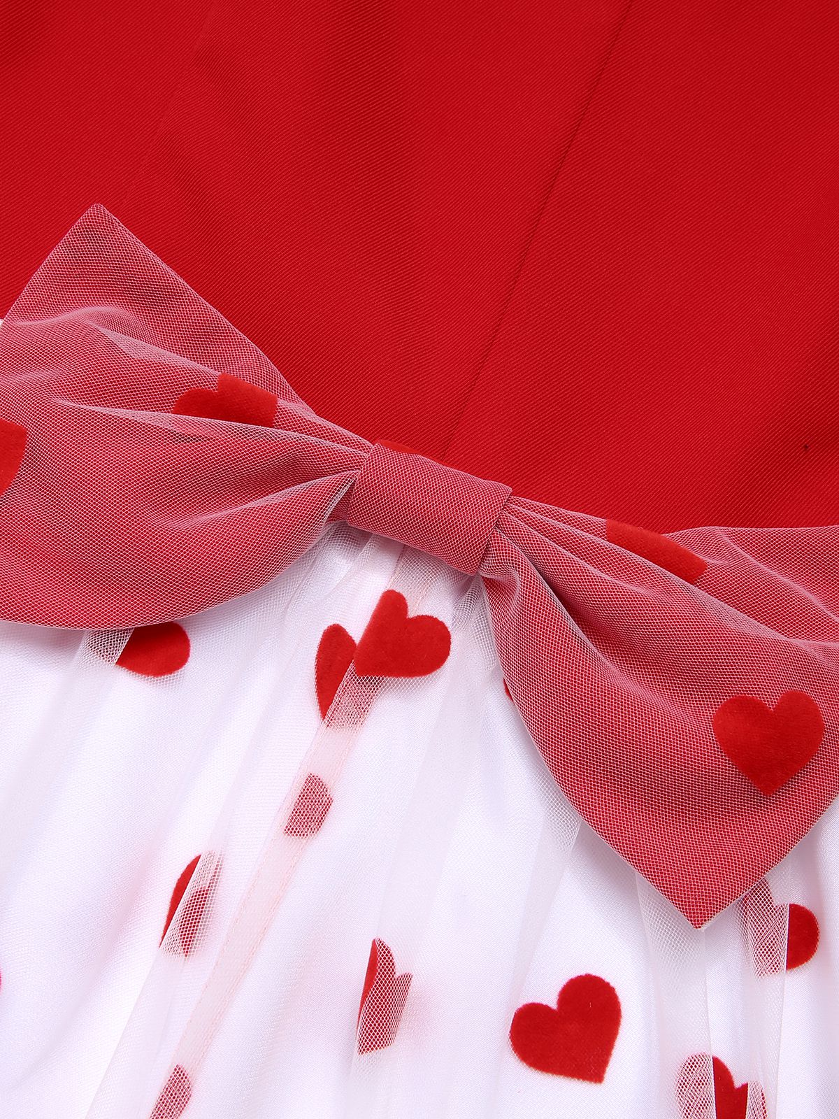 Red 1950s Heart Bow Sleeveless Dress - Image 8