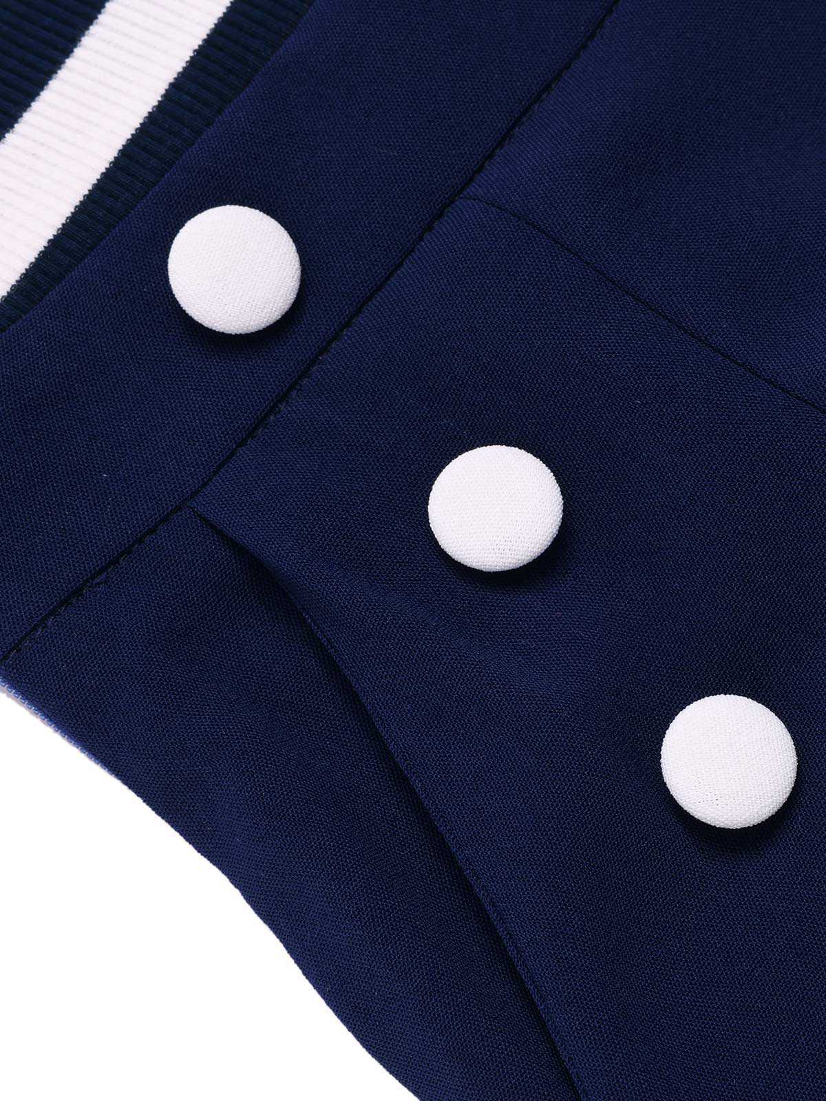 Blue 1950s Hollow Bow Stripe Patchwork Jumpsuit - Image 7